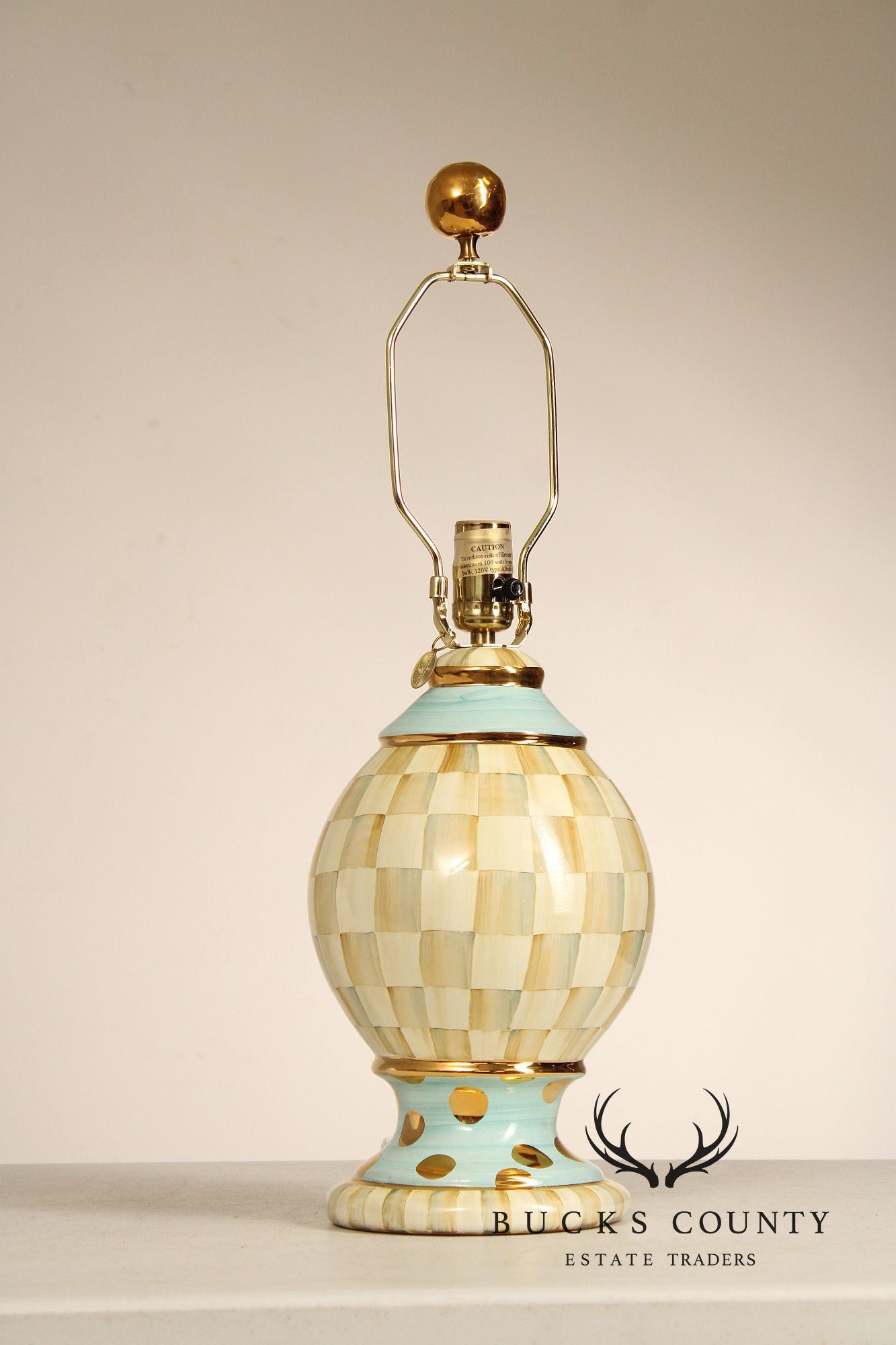 Mackenzie Childs 'Courtly Check' Porcelain Table Lamp