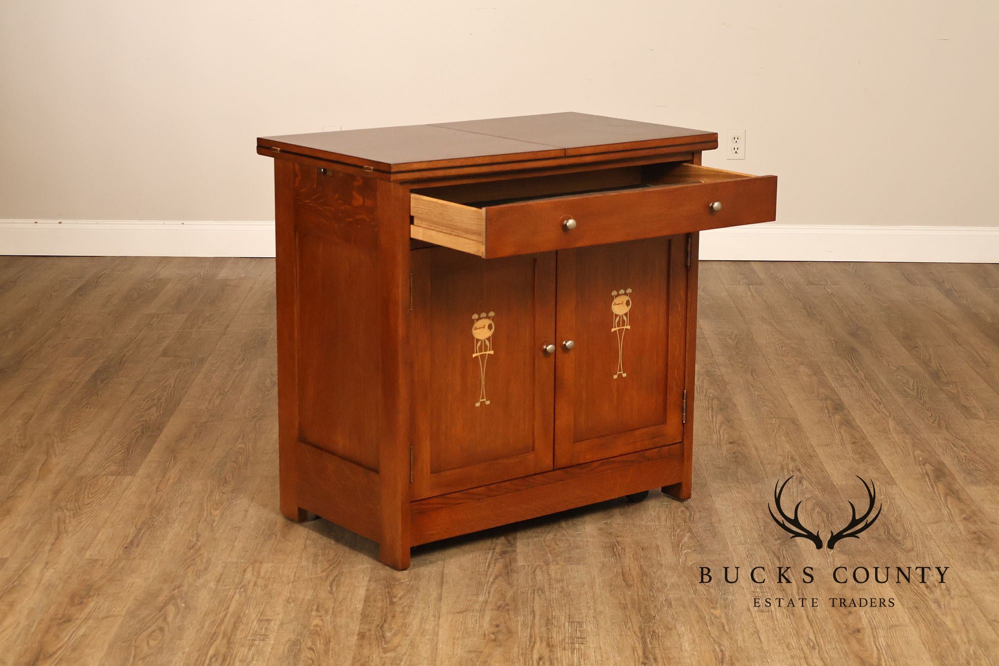 Stickley Mission Collection Oak Harvey Ellis Inlaid Server