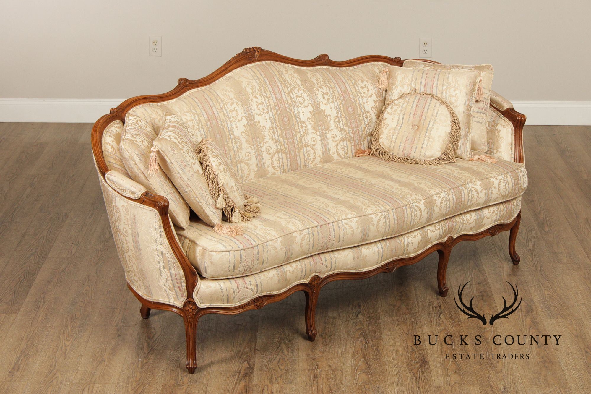 French Louis XV Style Carved Frame Sofa