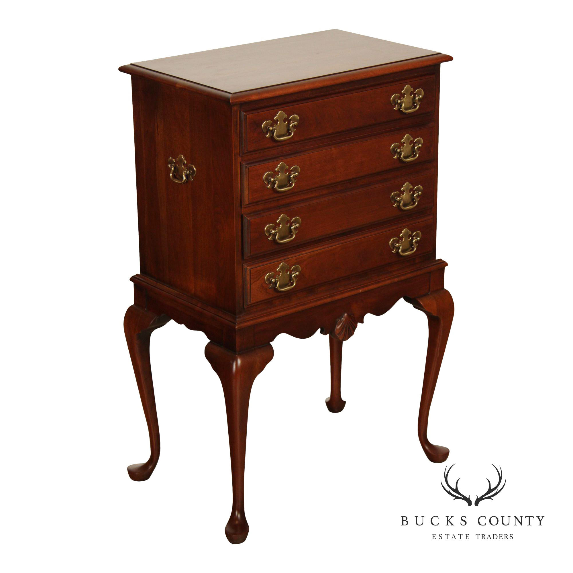 Queen Anne Style Cherry Silverware Chest on Stand