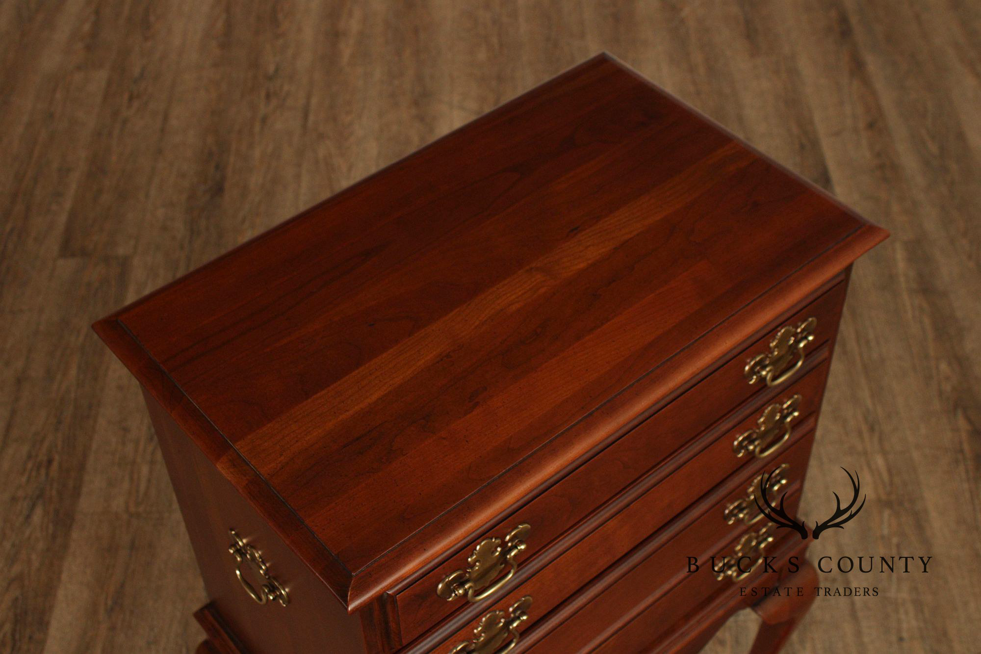 Queen Anne Style Cherry Silverware Chest on Stand