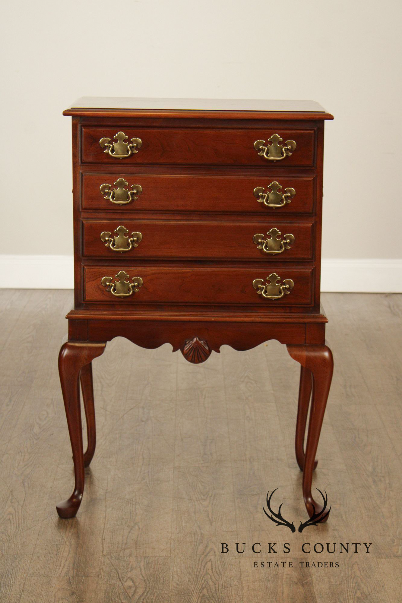 Queen Anne Style Cherry Silverware Chest on Stand