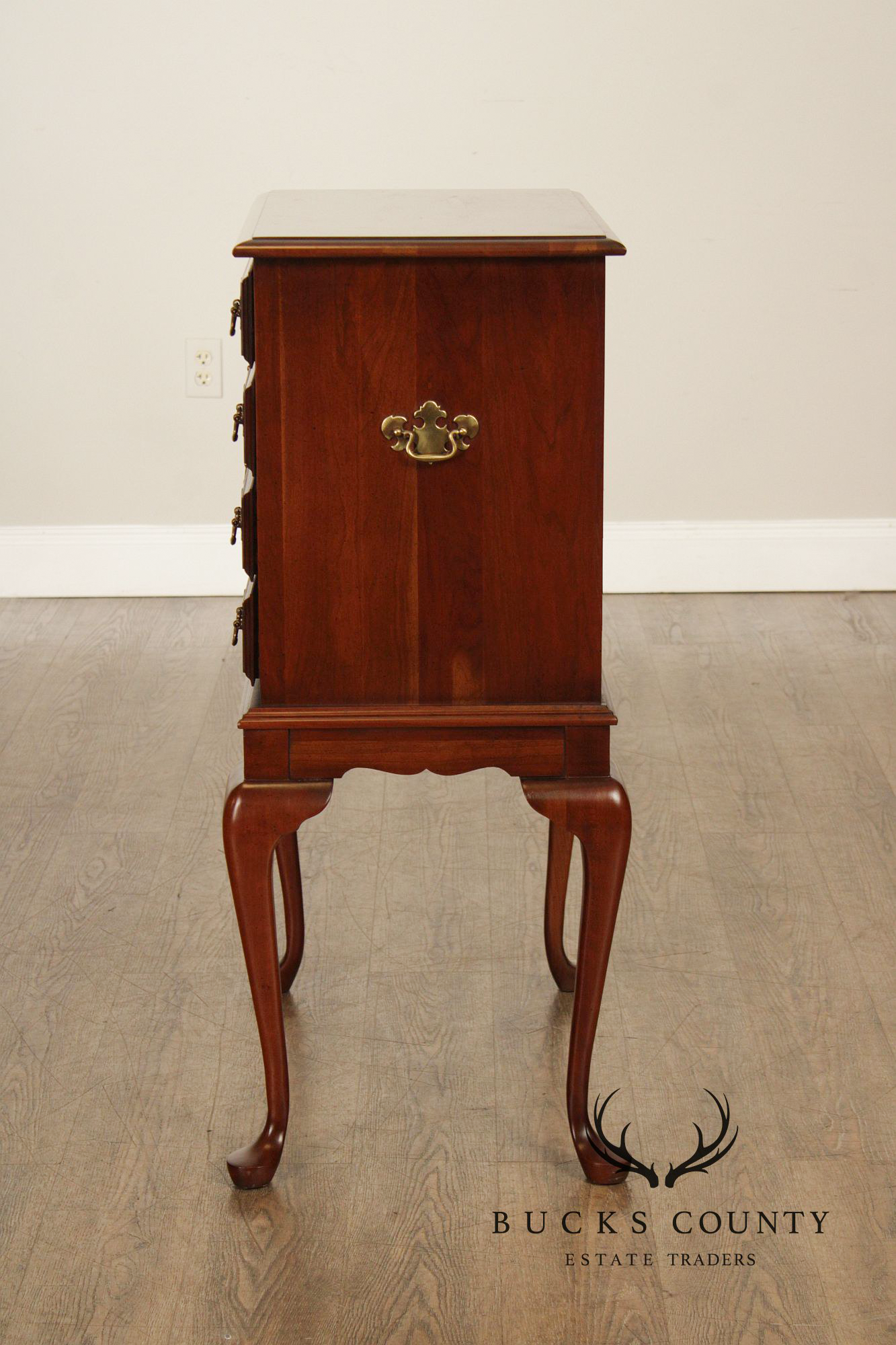 Queen Anne Style Cherry Silverware Chest on Stand
