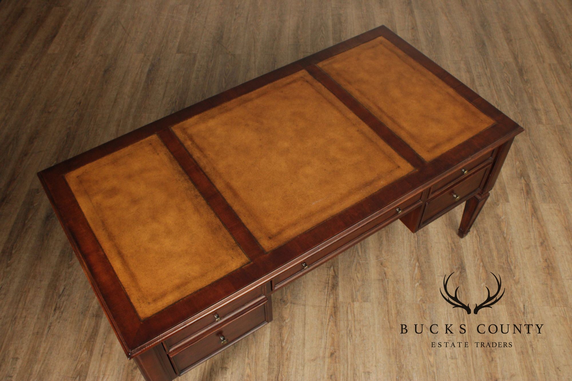 Ethan Allen Leather Top Cherry Executive Writing Desk