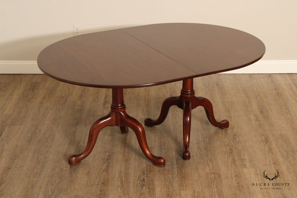 Henkel Harris Georgian Style Vintage Mahogany Double Pedestal Dining Table