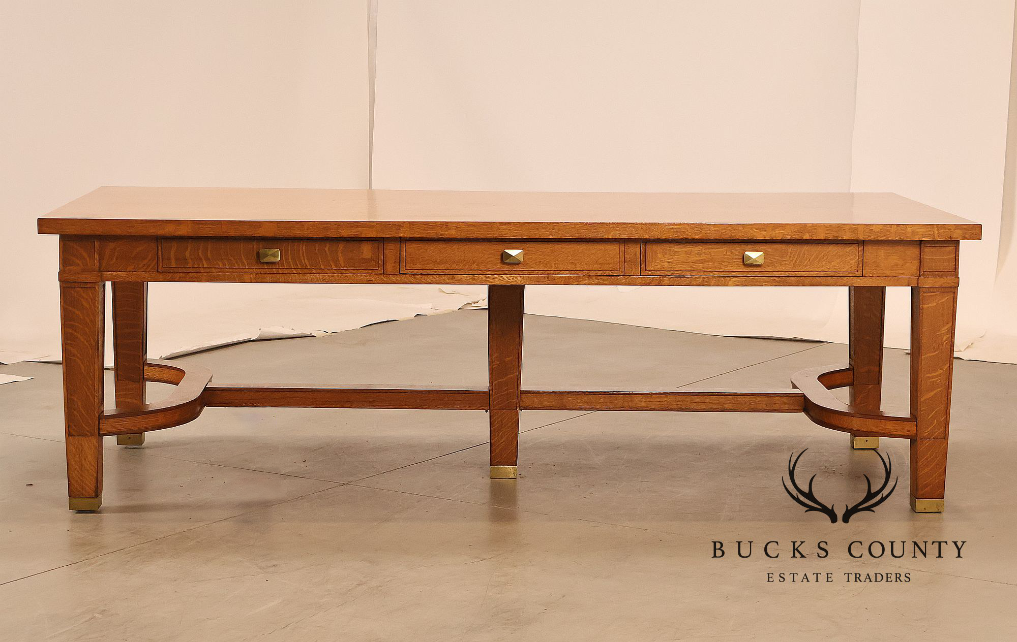 Arts & Crafts Style Large Oak Library Table