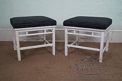 Quality Pair of James Mont Era Asian Influenced Painted Benches (A)