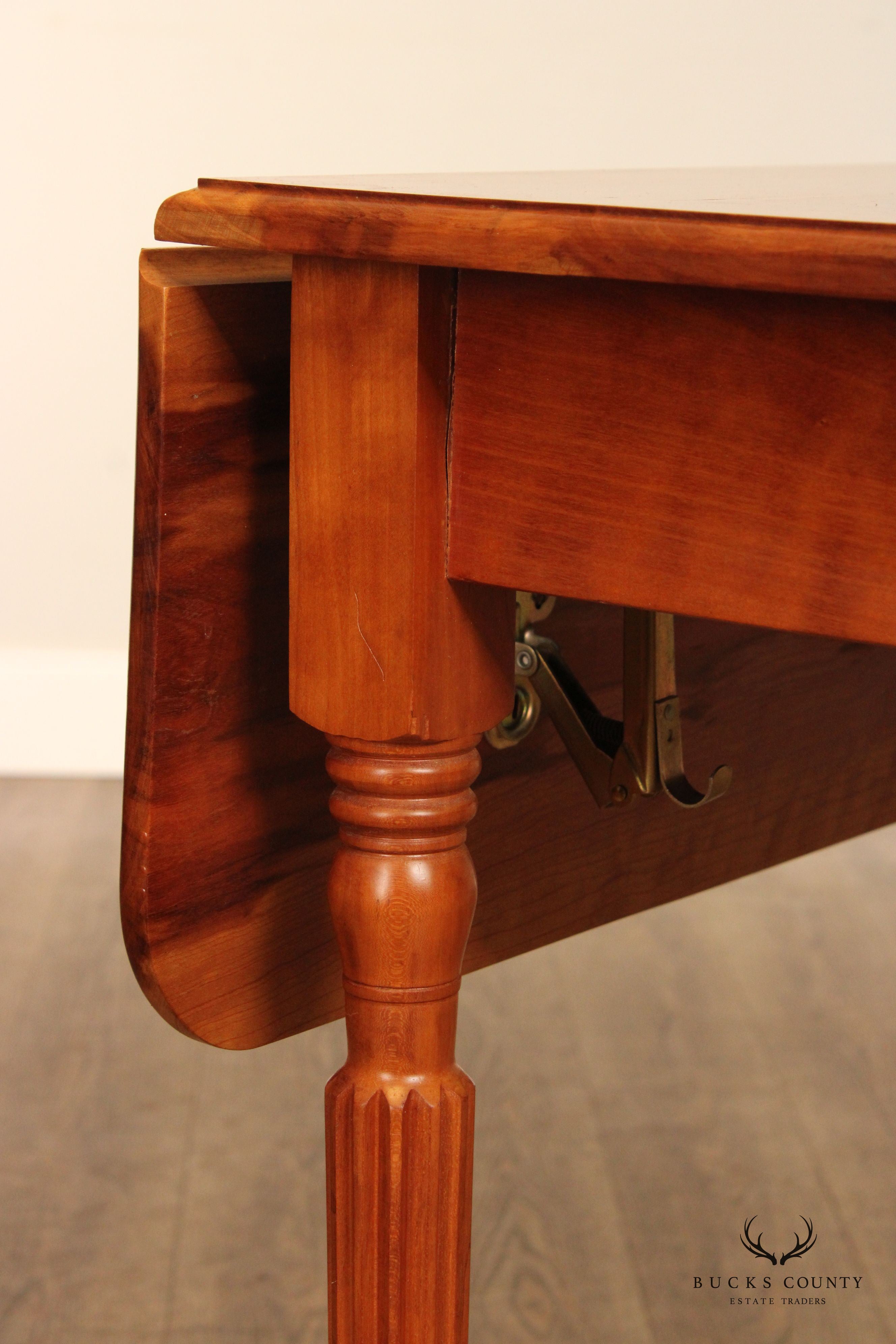 Sheraton Style Handcrafted Cherry Drop Leaf Pembroke Table By G. Poos