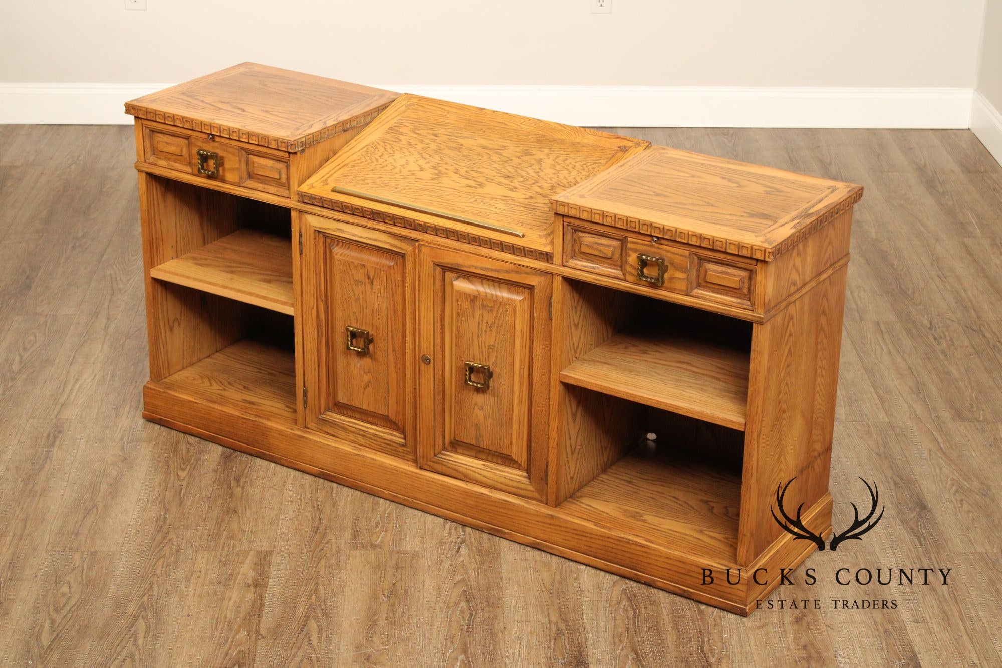 Romweber Viking Oak Bookcase Office Credenza