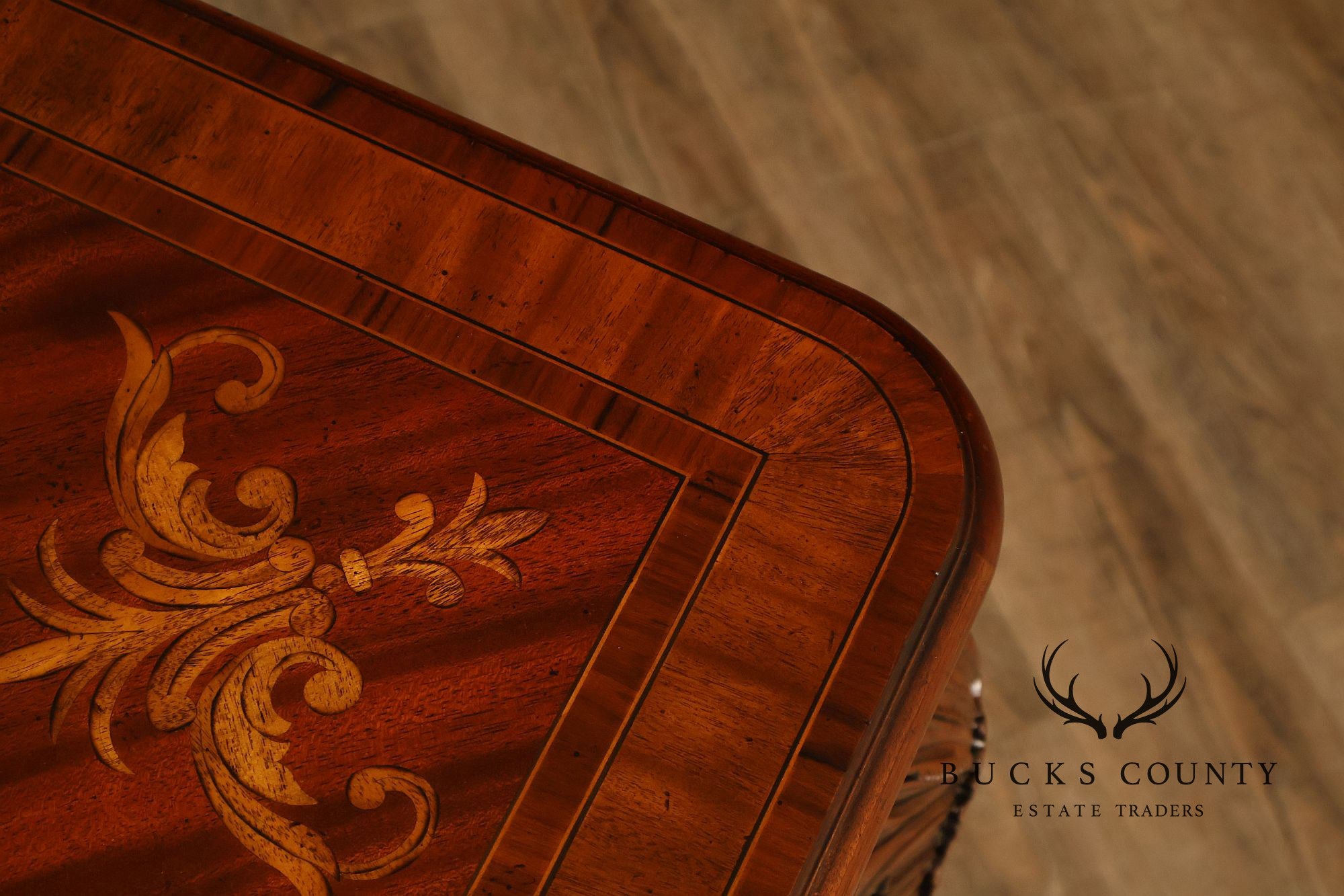 Maitland-Smith Georgian Style Carved Mahogany Inlaid Console Table