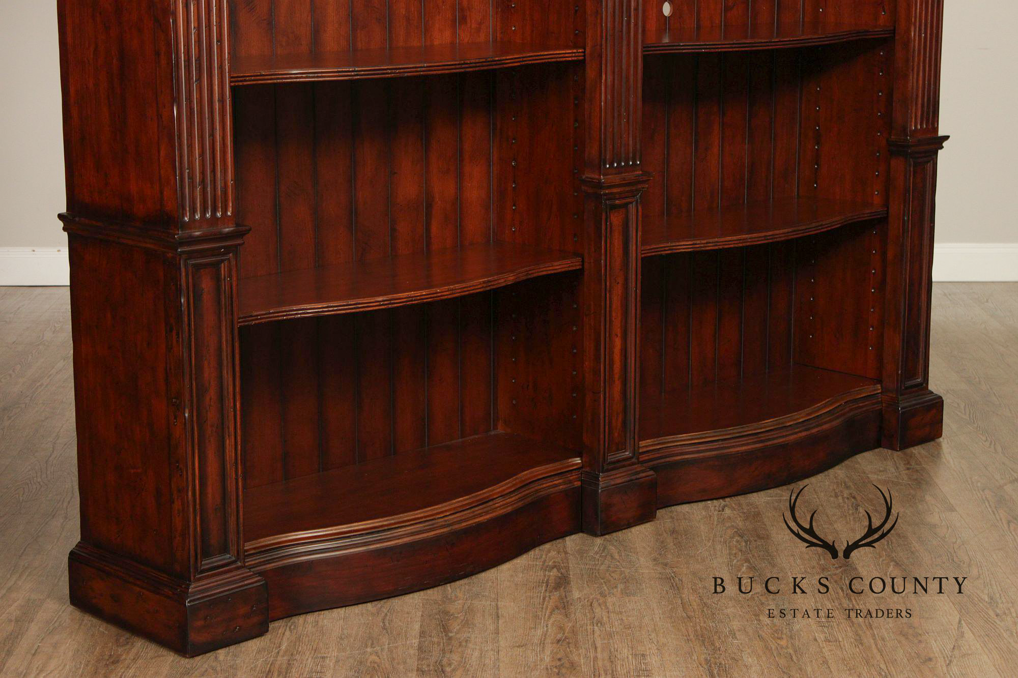 Large Traditional Lighted Double Bookcase