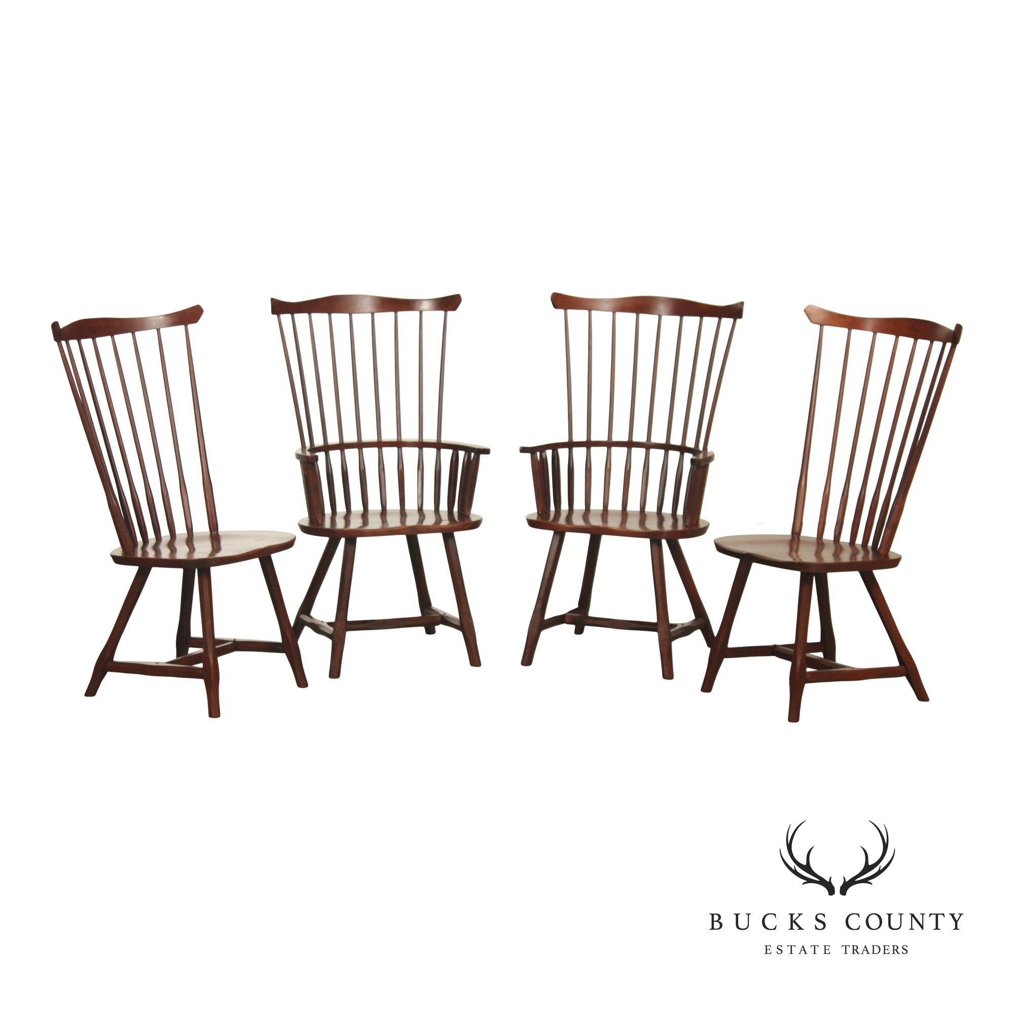 Hunt Country Furniture Set of Four Cherry Windsor Dining Chairs