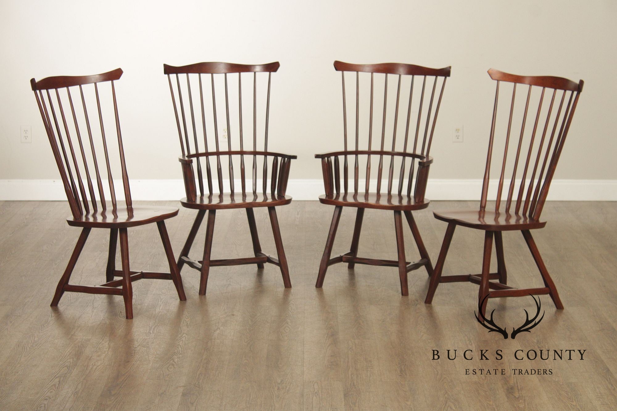 Hunt Country Furniture Set of Four Cherry Windsor Dining Chairs