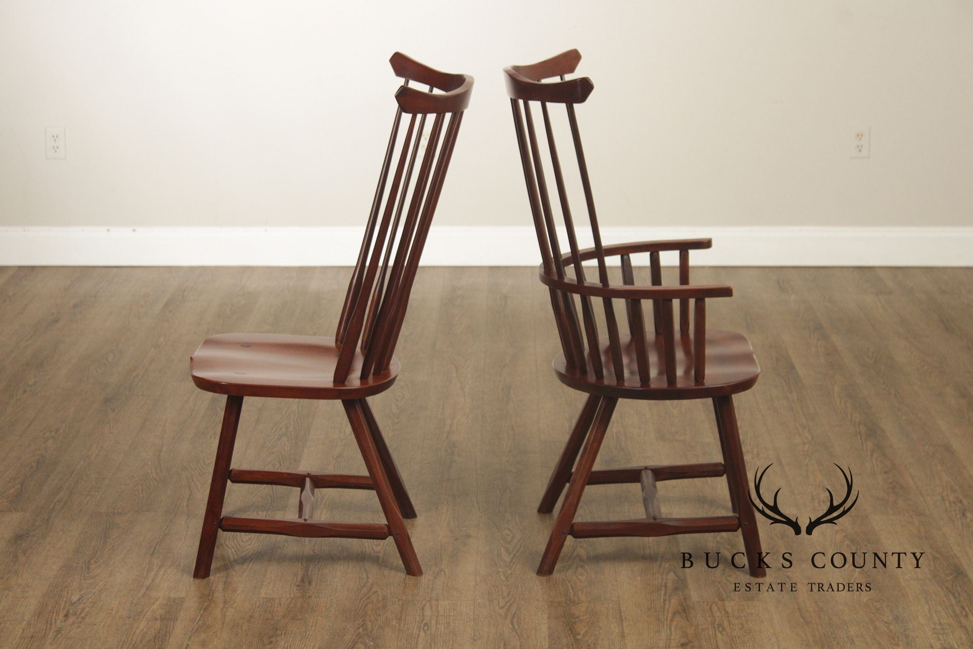 Hunt Country Furniture Set of Four Cherry Windsor Dining Chairs