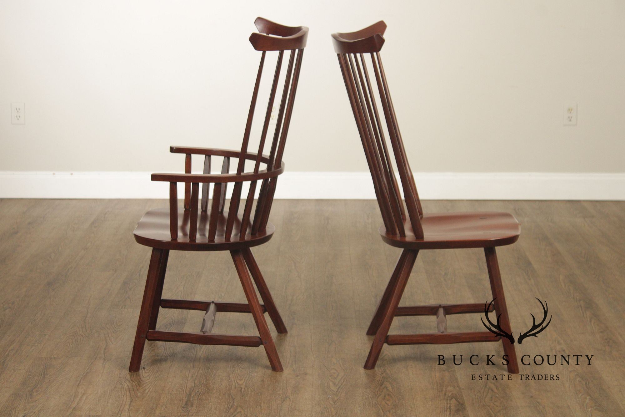 Hunt Country Furniture Set of Four Cherry Windsor Dining Chairs