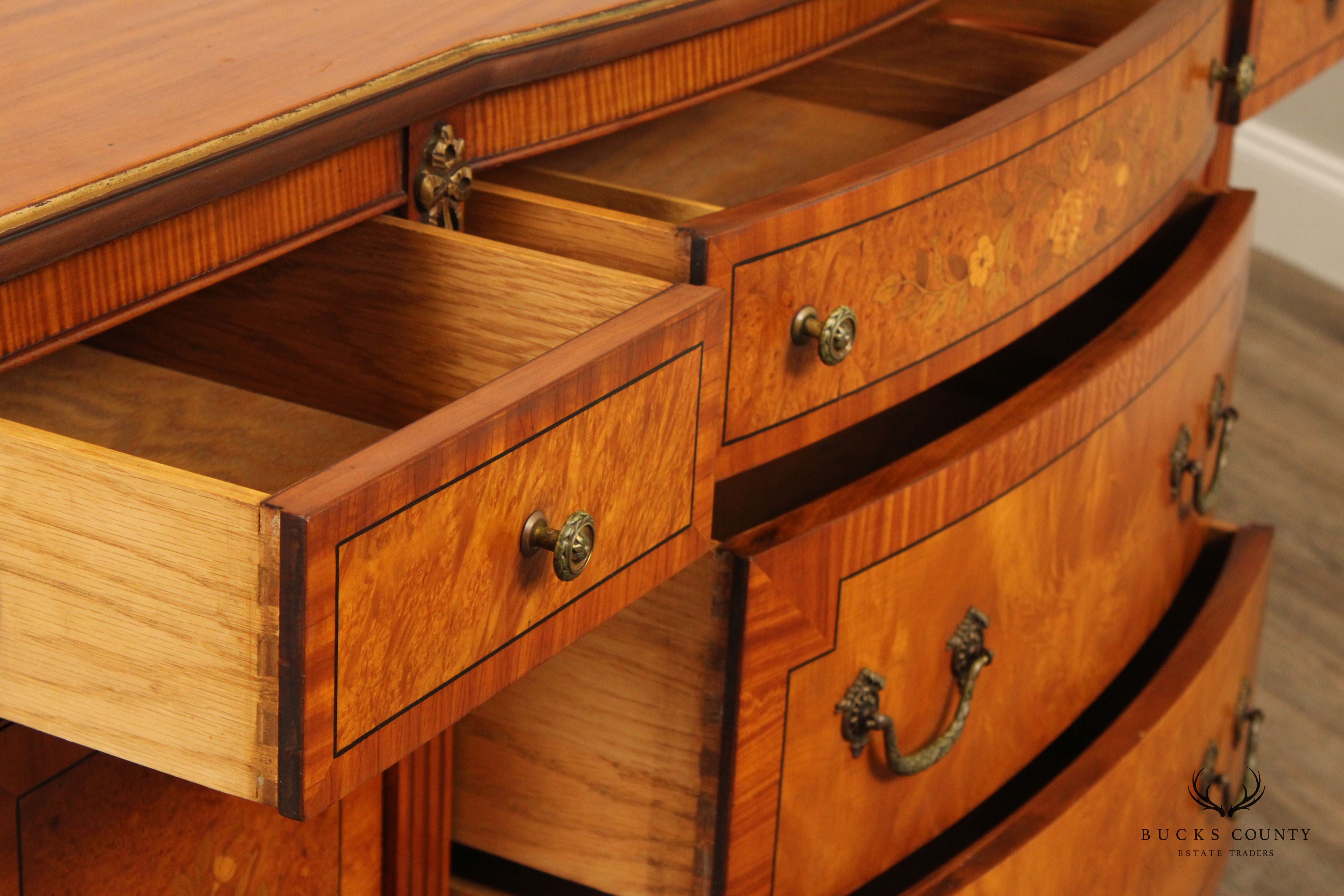 1930's French Napoleon III Style Marquetry Inlaid Dresser By John Stuart