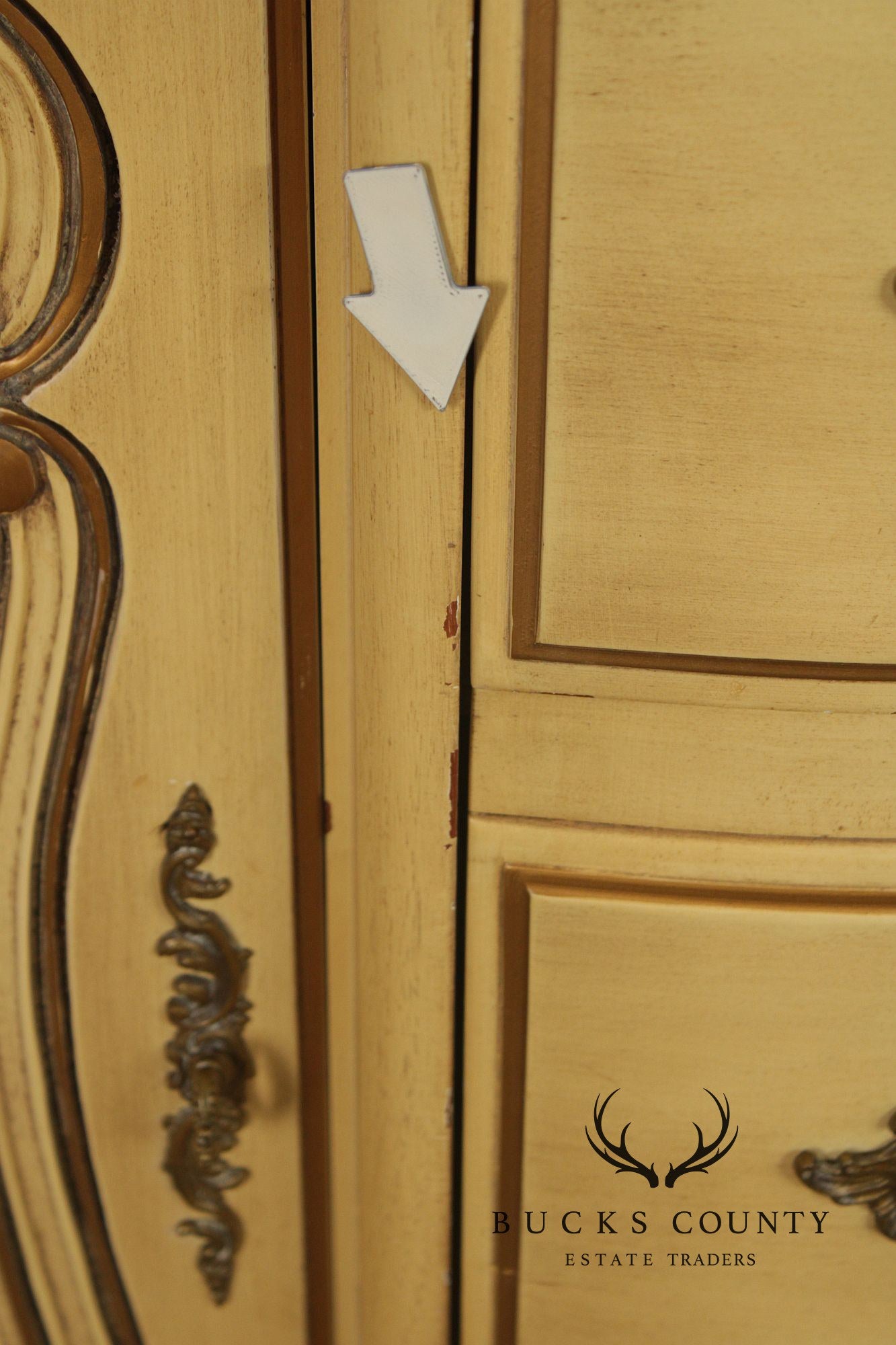 French Provincial Style Vintage Painted China Cabinet