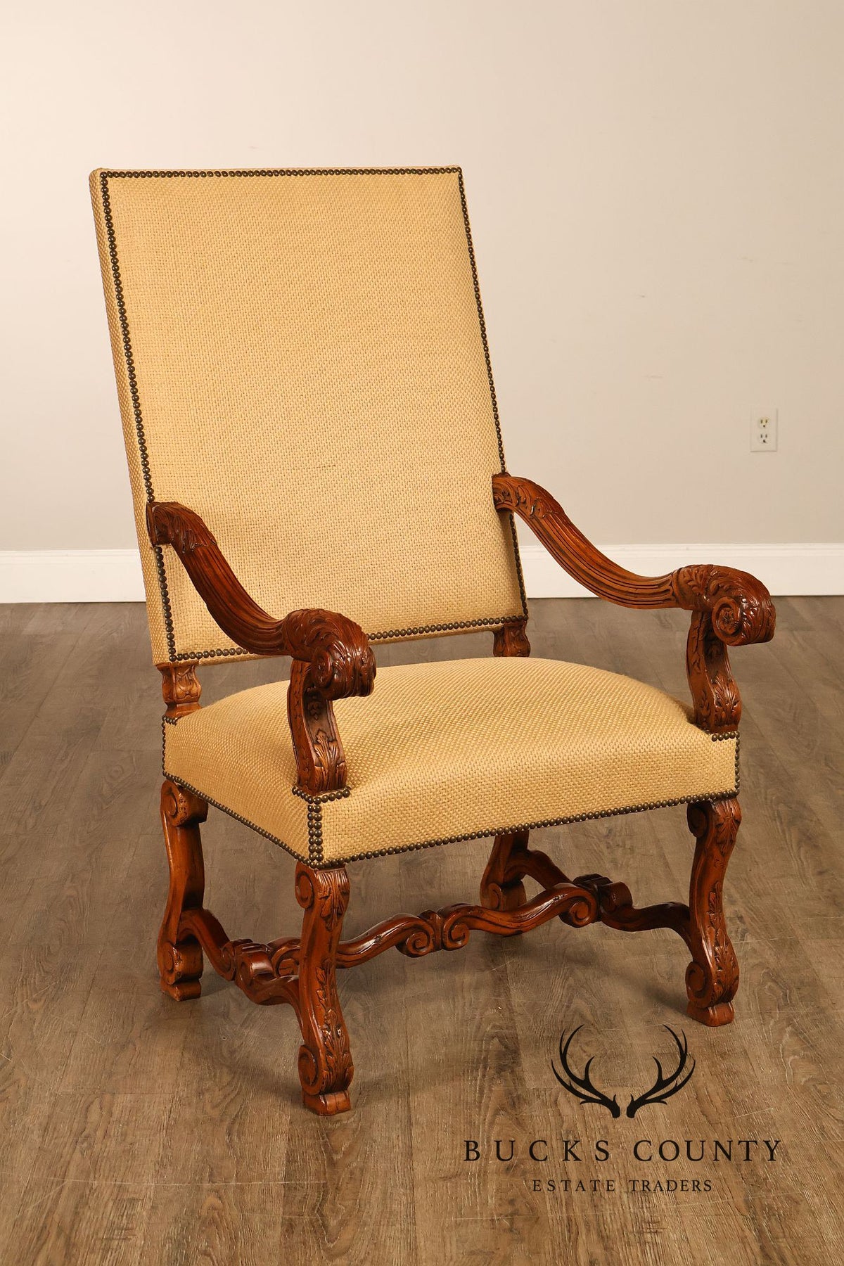 Alfonso Marina French Louis XIII Style Pair of Armchairs