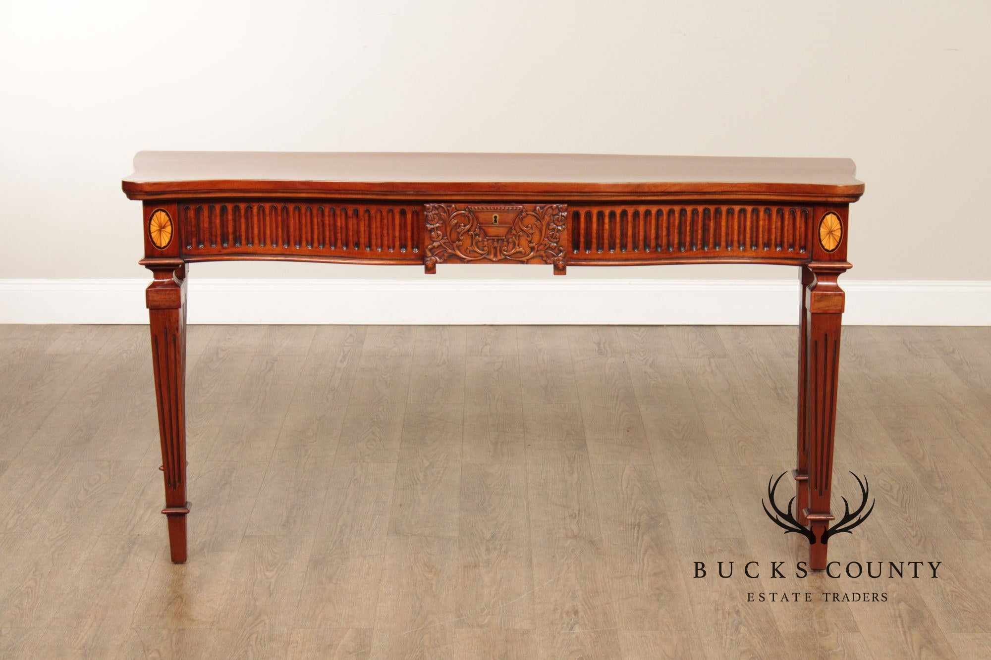 Victoria Collection Neoclassical Style Inlaid Mahogany Console Table