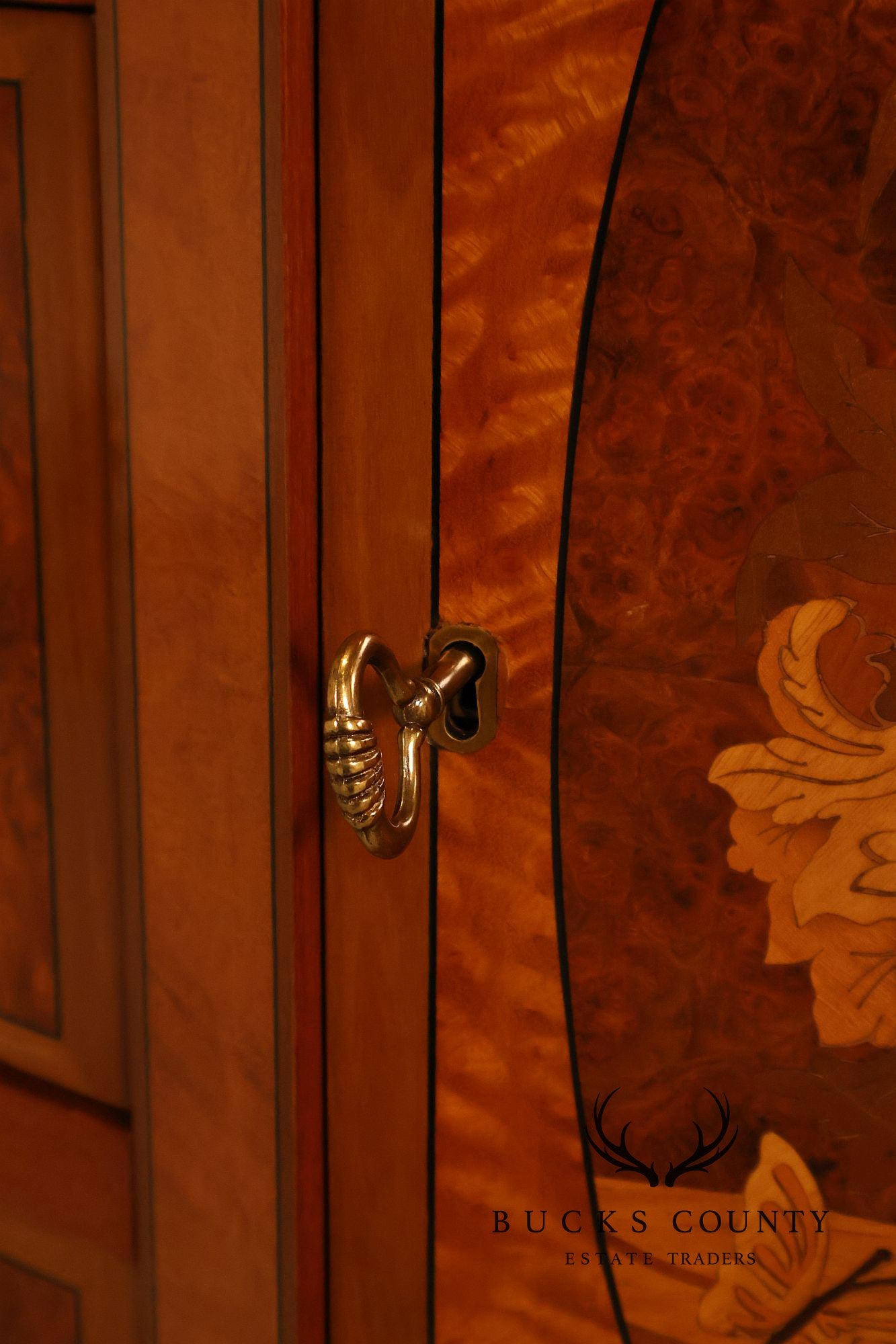 Italian Marquetry Inlaid Burl Wood Credenza Sideboard Server