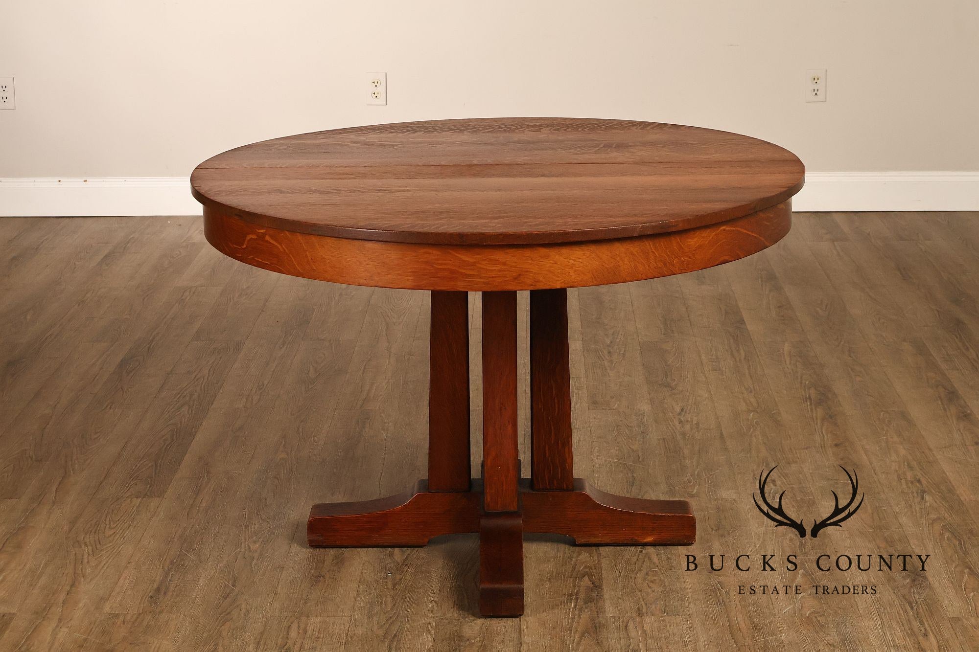 Antique L. & J.G. Stickley No. 716 Mission Oak Shoe Foot Round Dining Table