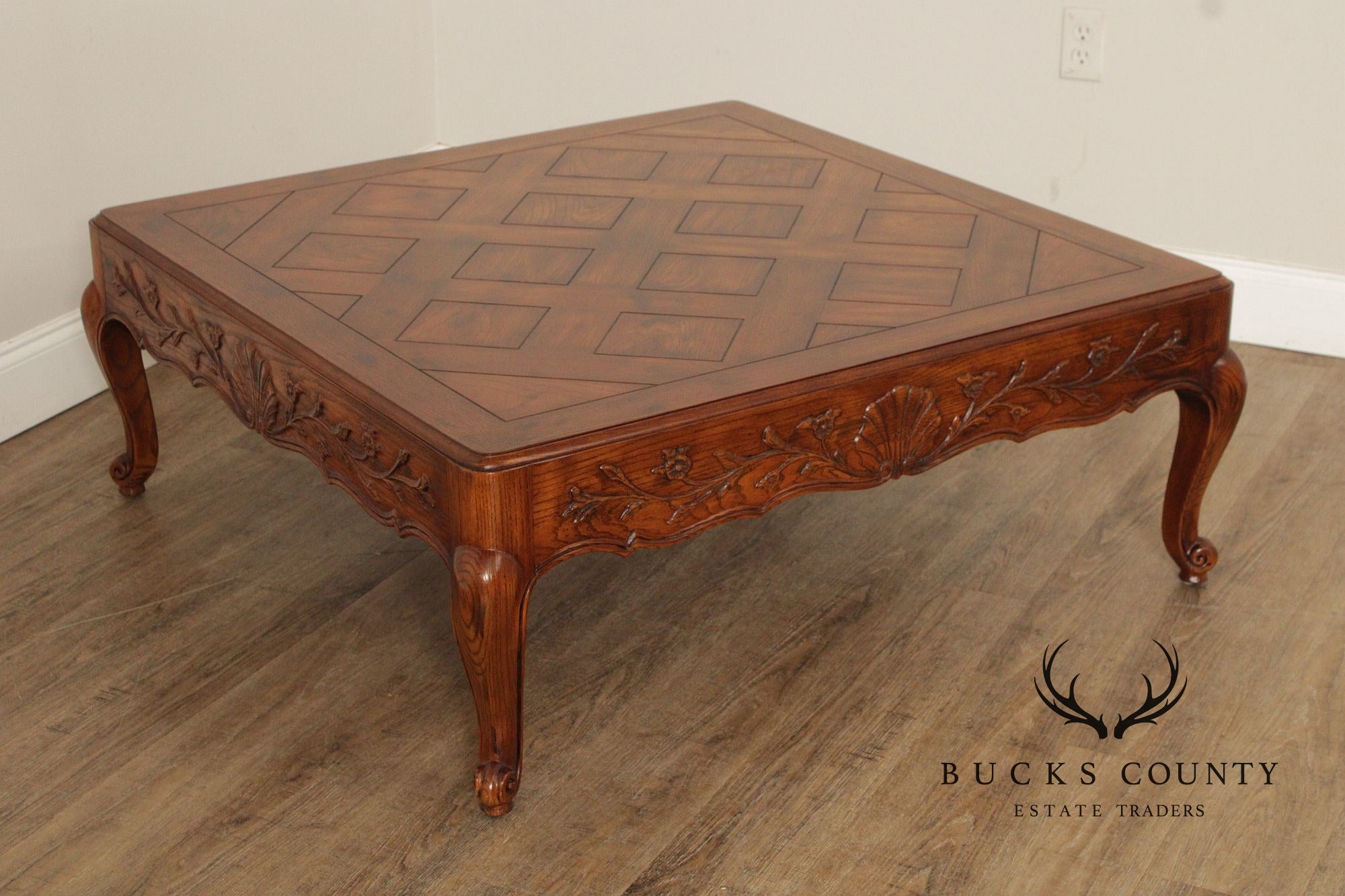 Henredon French Provincial Style Carved Oak Coffee Table