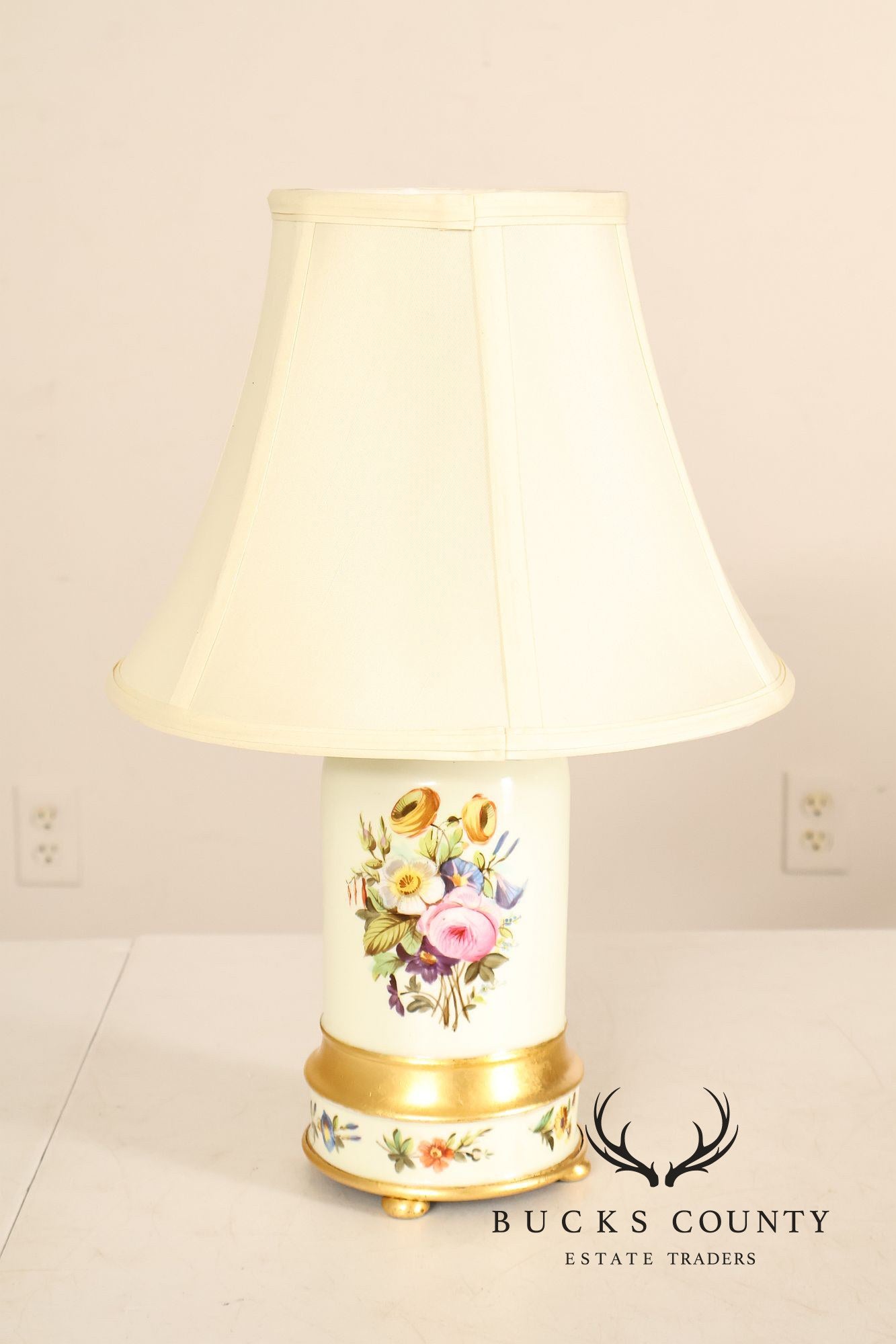 Hand Painted Floral Porcelain Table Lamp
