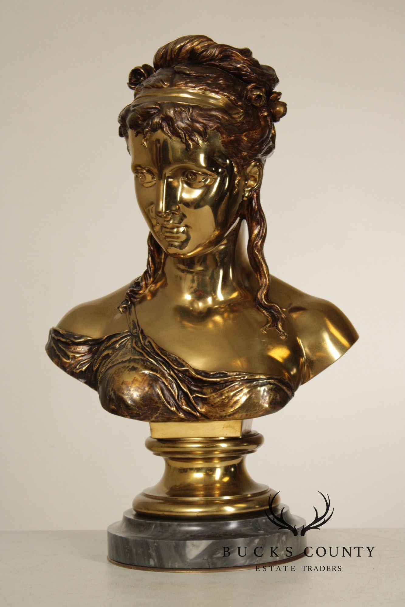 Etienne-Henri Dumaige Gilt Bronze Bust of a Woman