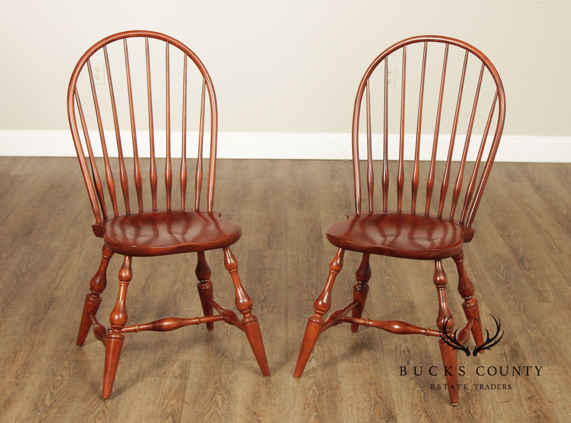 Nichols & Stone Pair of Maple Windsor Dining Chairs