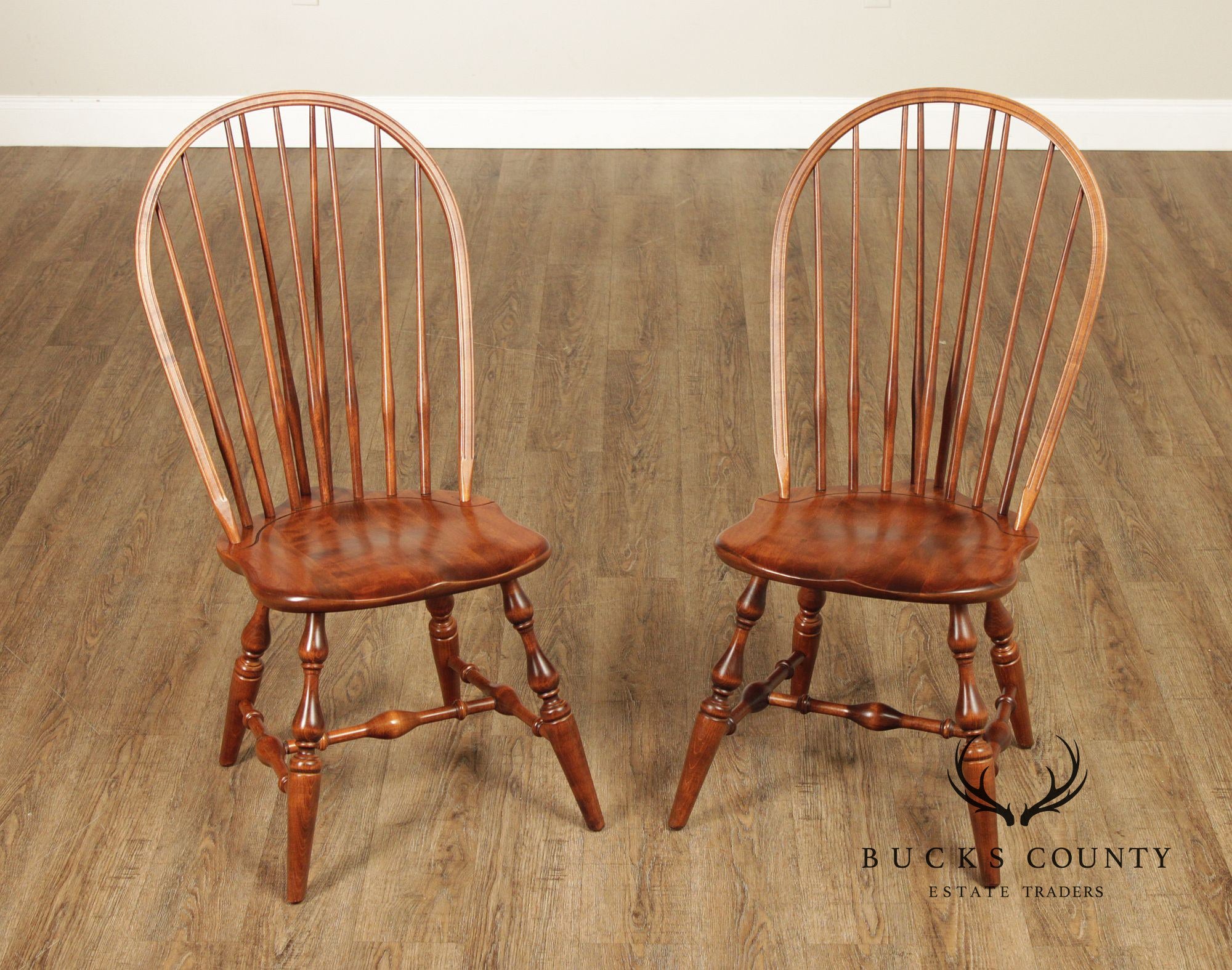Nichols & Stone Pair of Maple Windsor Side Dining Chairs