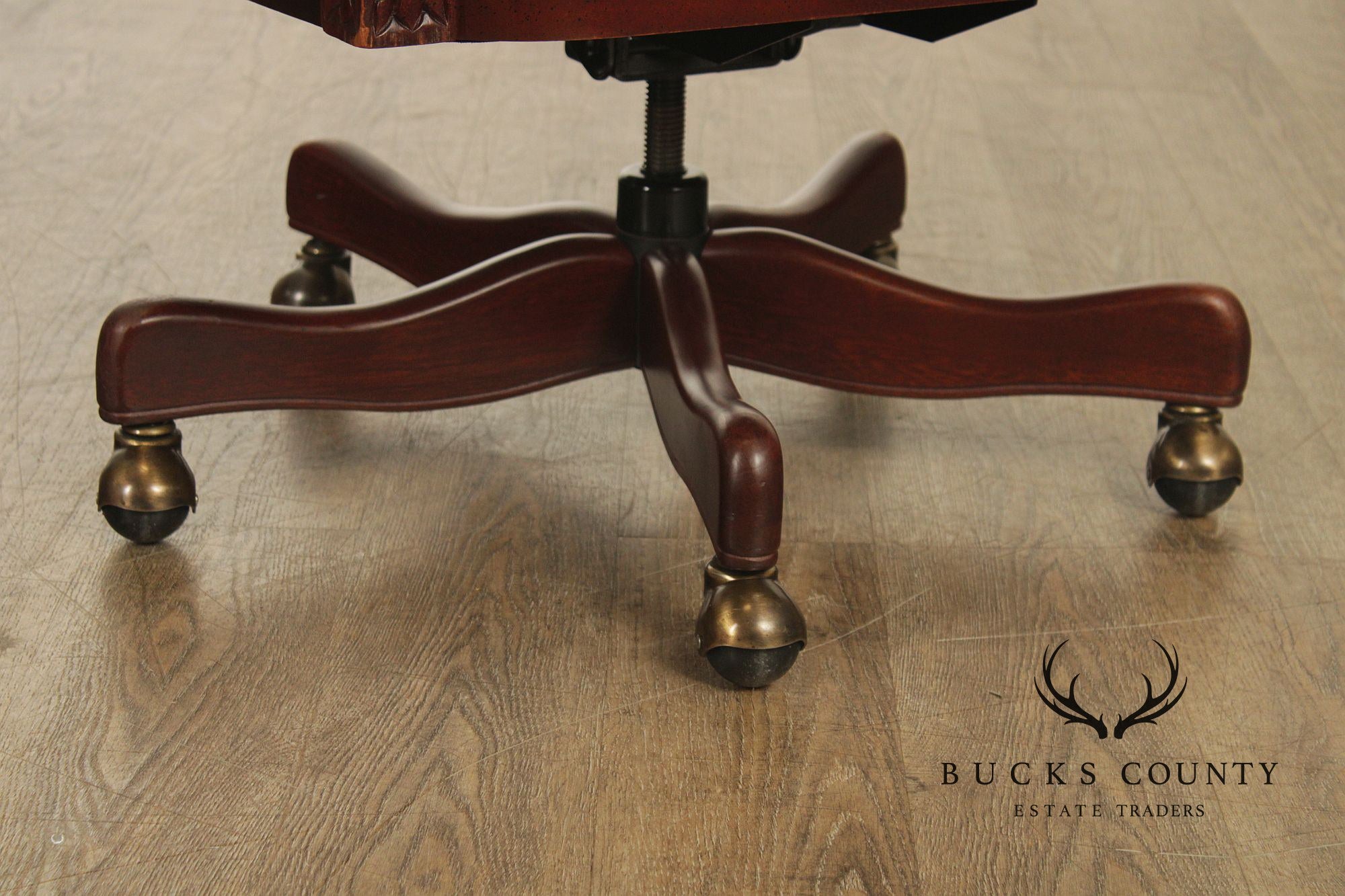 Hancock & Moore Traditional Green Leather Tufted Swivel Desk Chair