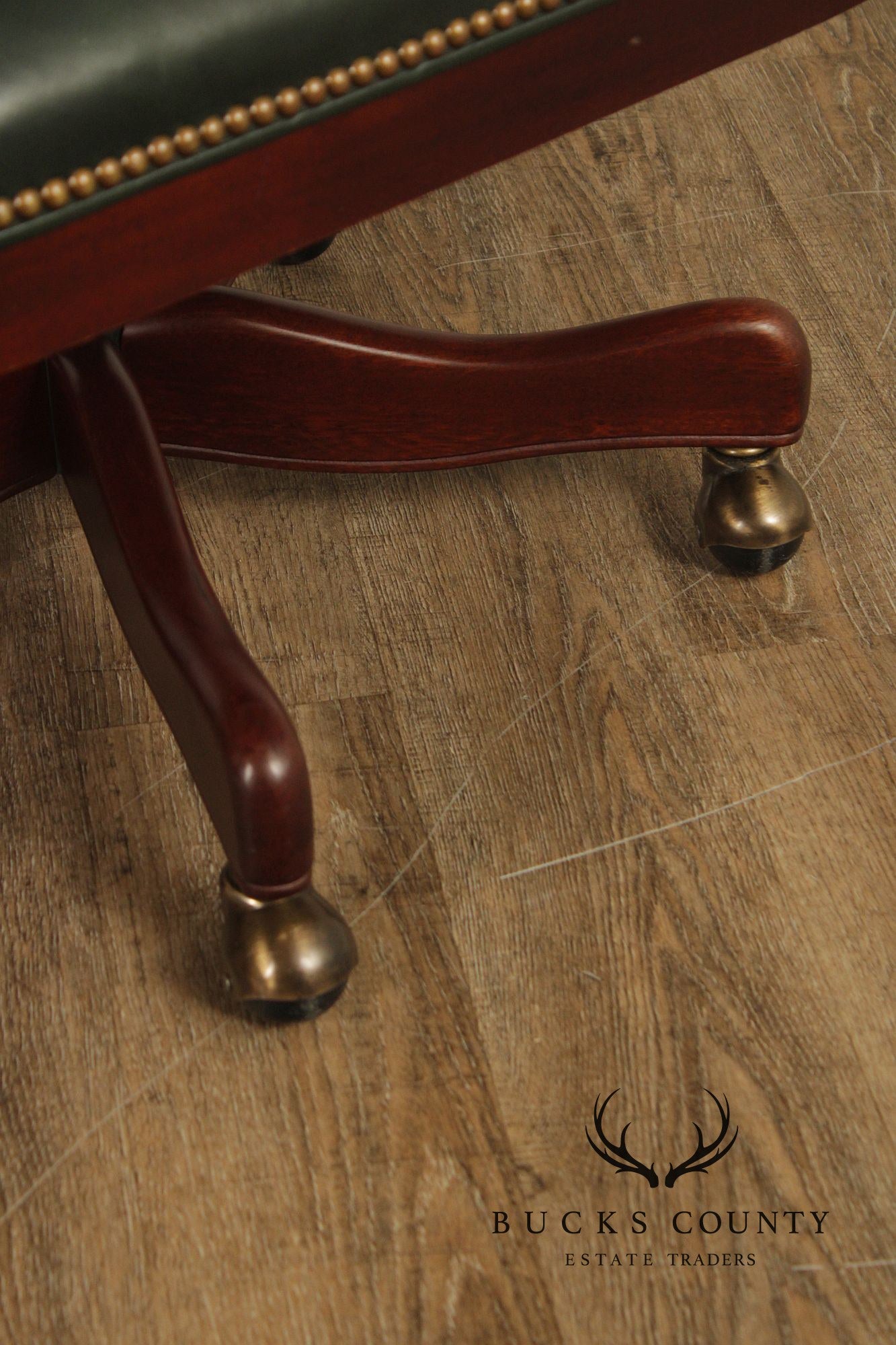 Hancock & Moore Traditional Green Leather Tufted Swivel Desk Chair
