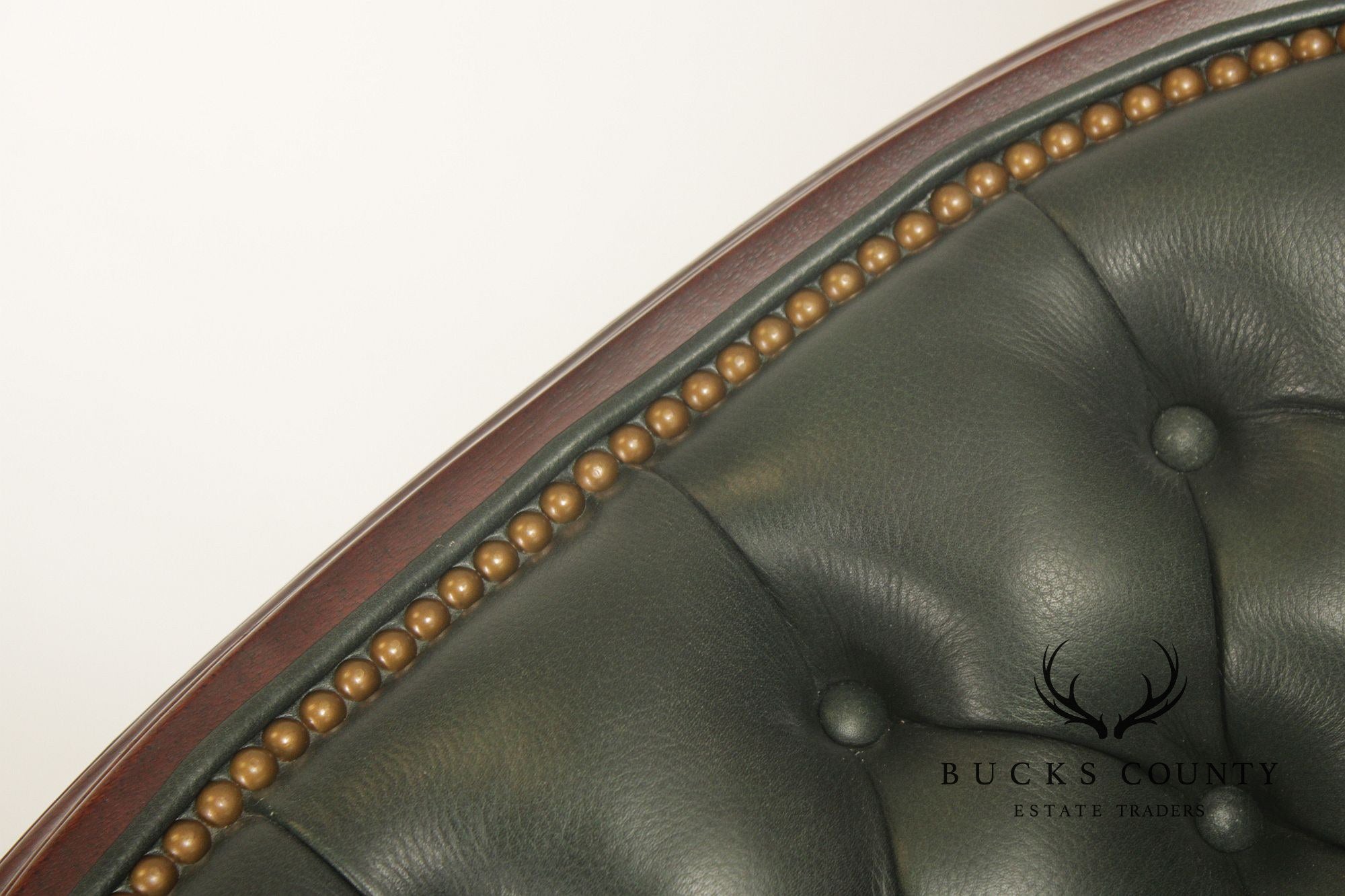 Hancock & Moore Traditional Green Leather Tufted Swivel Desk Chair