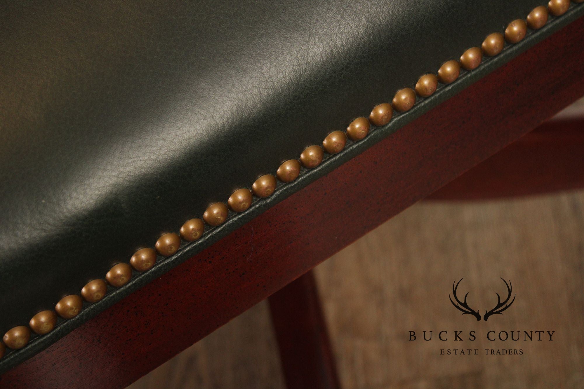 Hancock & Moore Traditional Green Leather Tufted Swivel Desk Chair