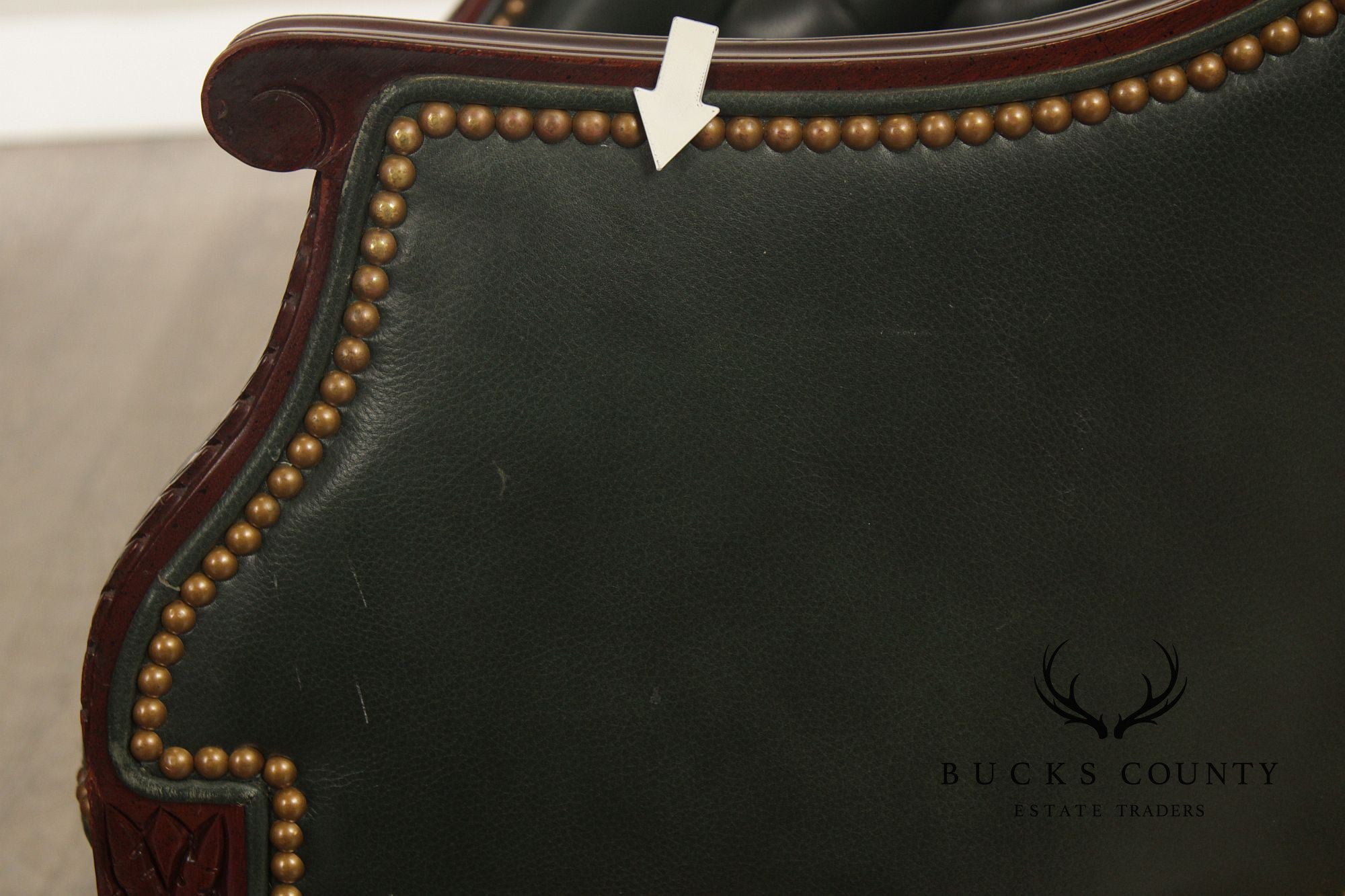 Hancock & Moore Traditional Green Leather Tufted Swivel Desk Chair