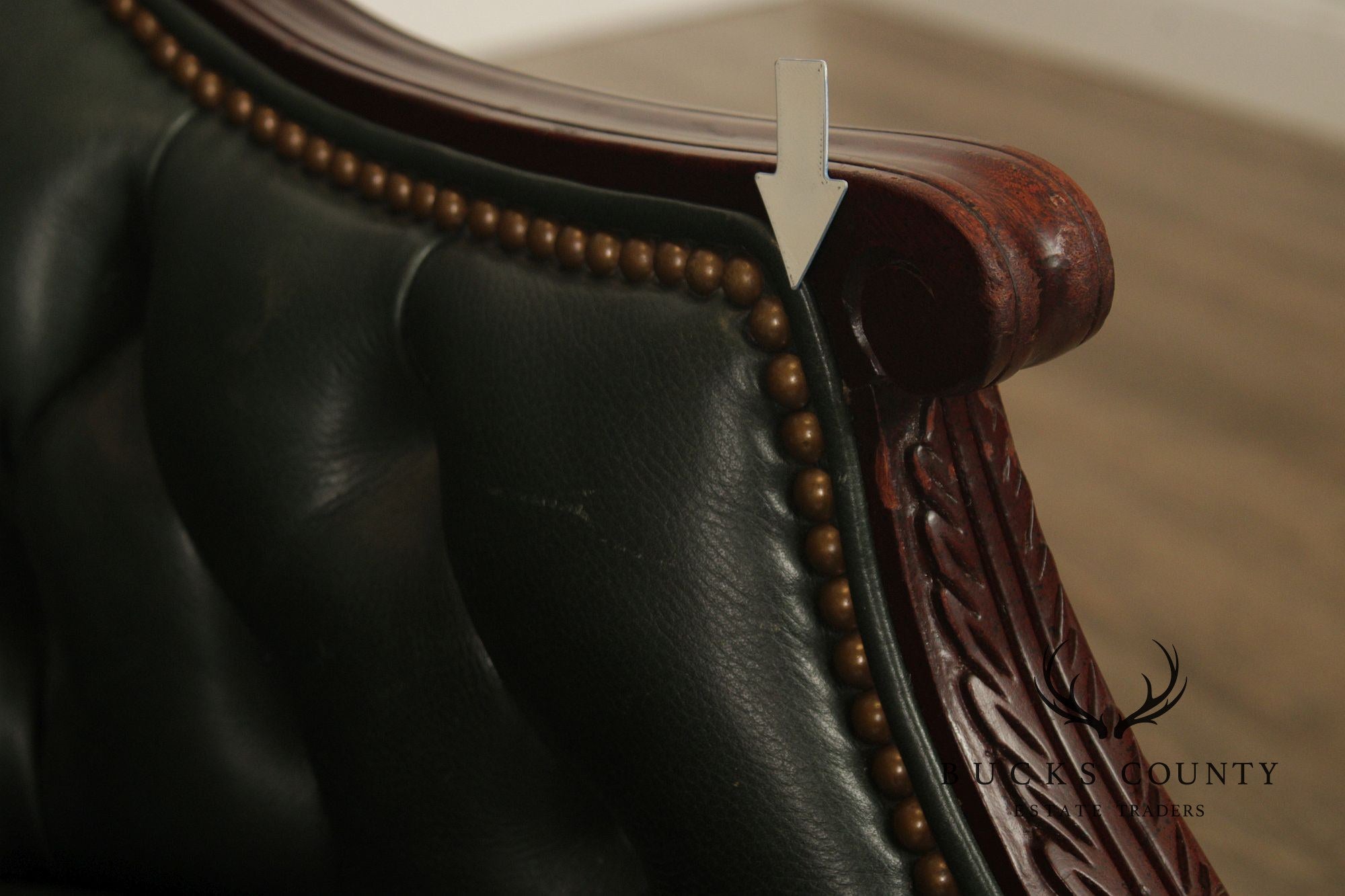 Hancock & Moore Traditional Green Leather Tufted Swivel Desk Chair