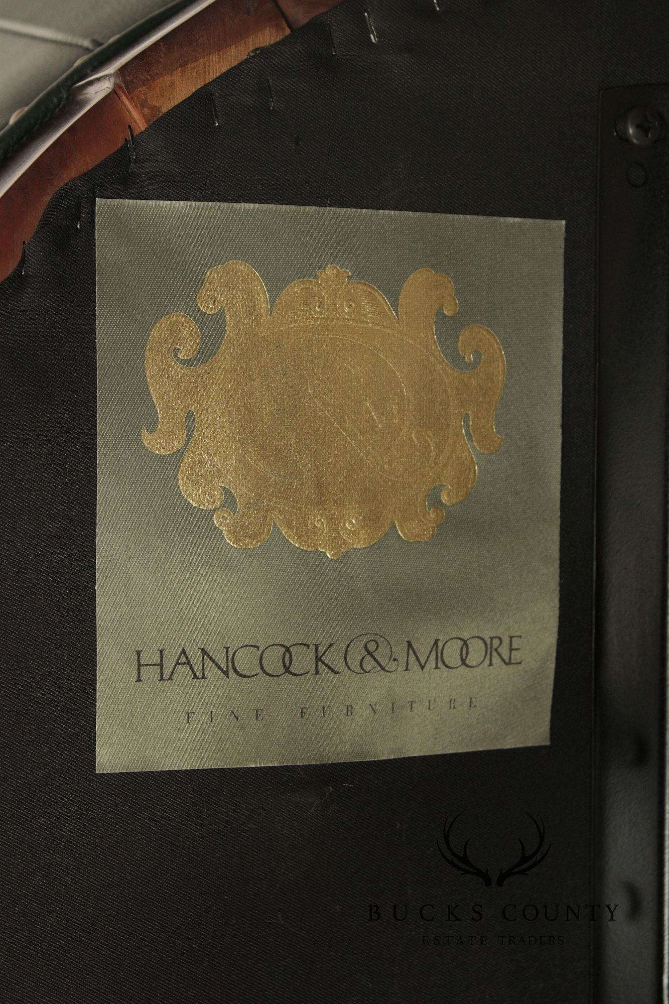Hancock & Moore Traditional Green Leather Tufted Swivel Desk Chair