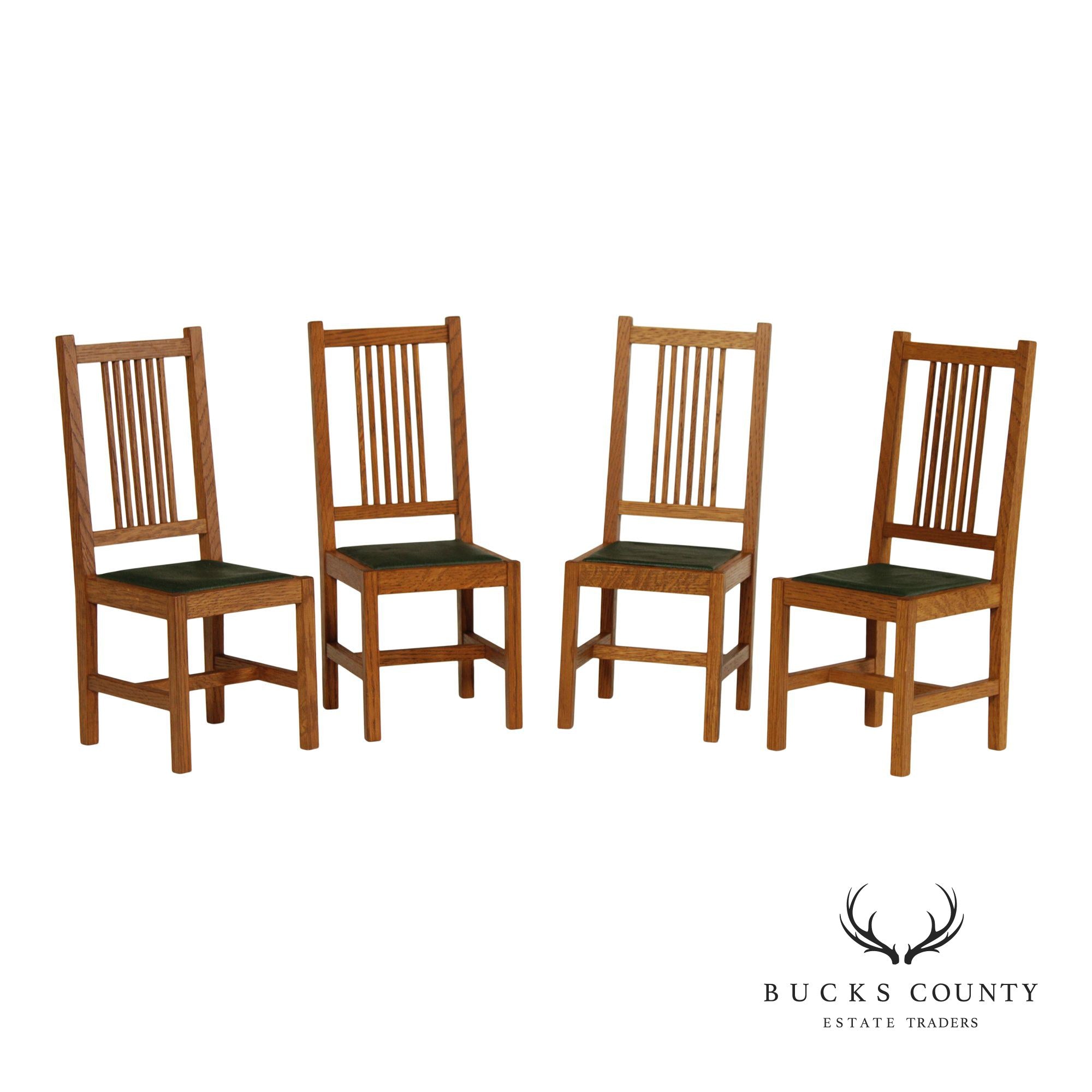 Stickley T.C. Timber Doll House Furniture Set of Four Miniature Oak Spindle Dining Chairs