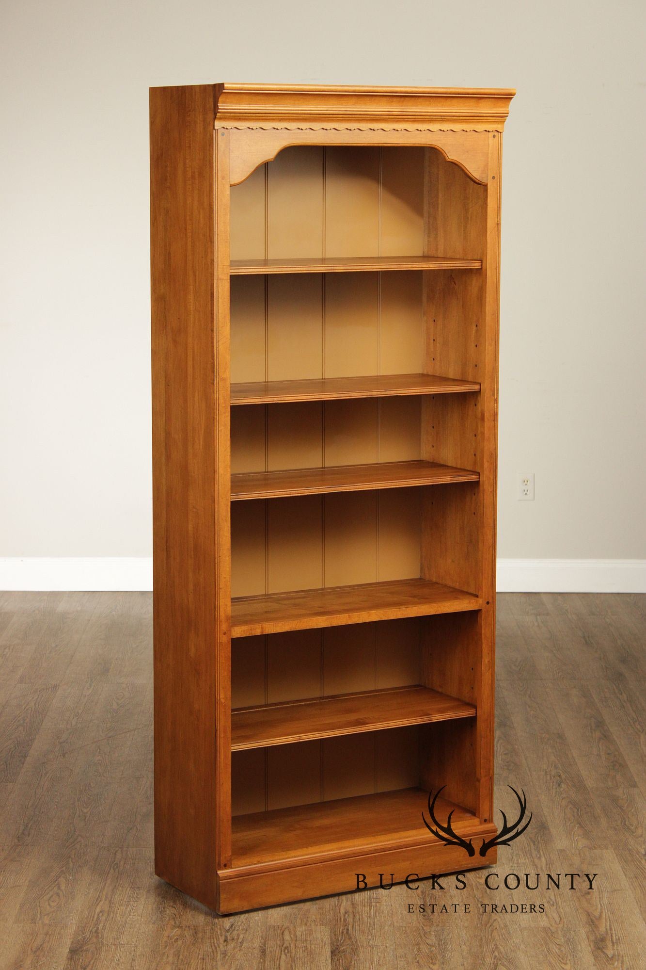 Ethan Allen 1776 Collection Traditional Maple Pair Of Tall Open Bookcases