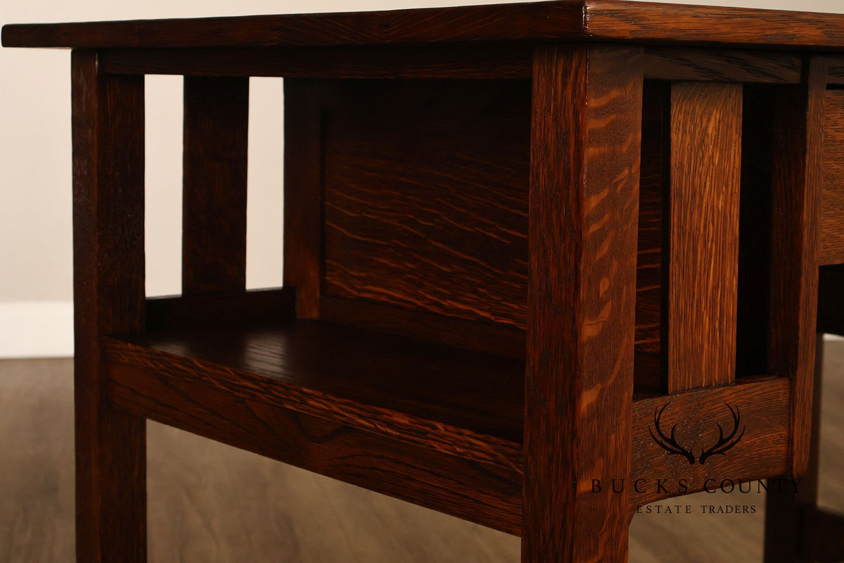 Antique Stickley Brothers Mission Oak One-Drawer Library Table