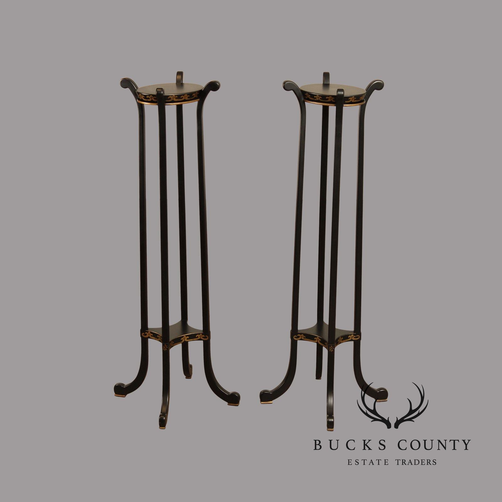 Chelsea House Ebonized Pair Of Paris Fern Stands