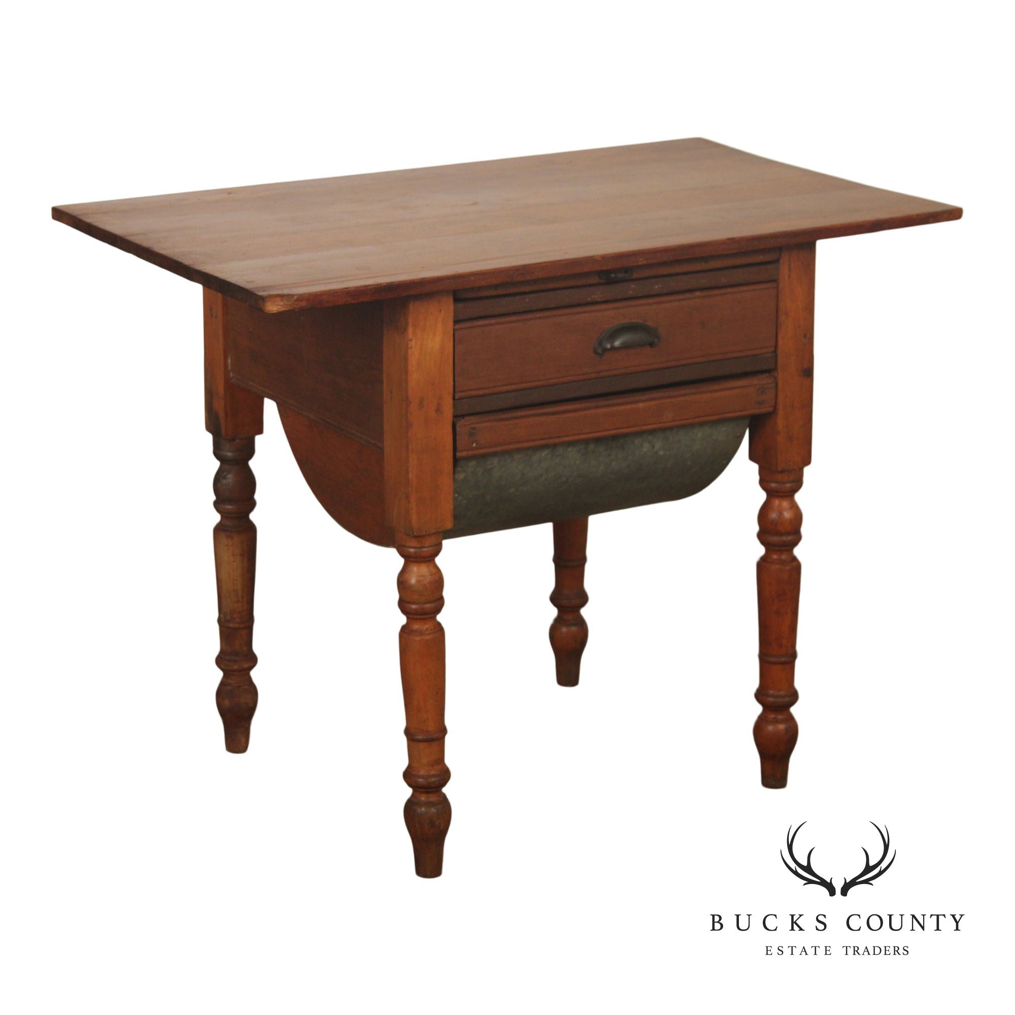 Antique American Primitive Pine Dough Table