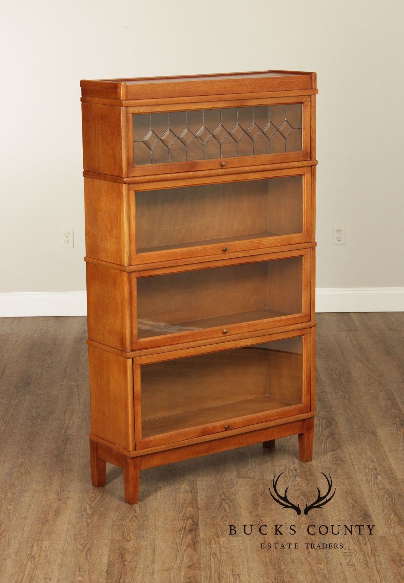 Antique Oak Four-Section Barrister Bookcase