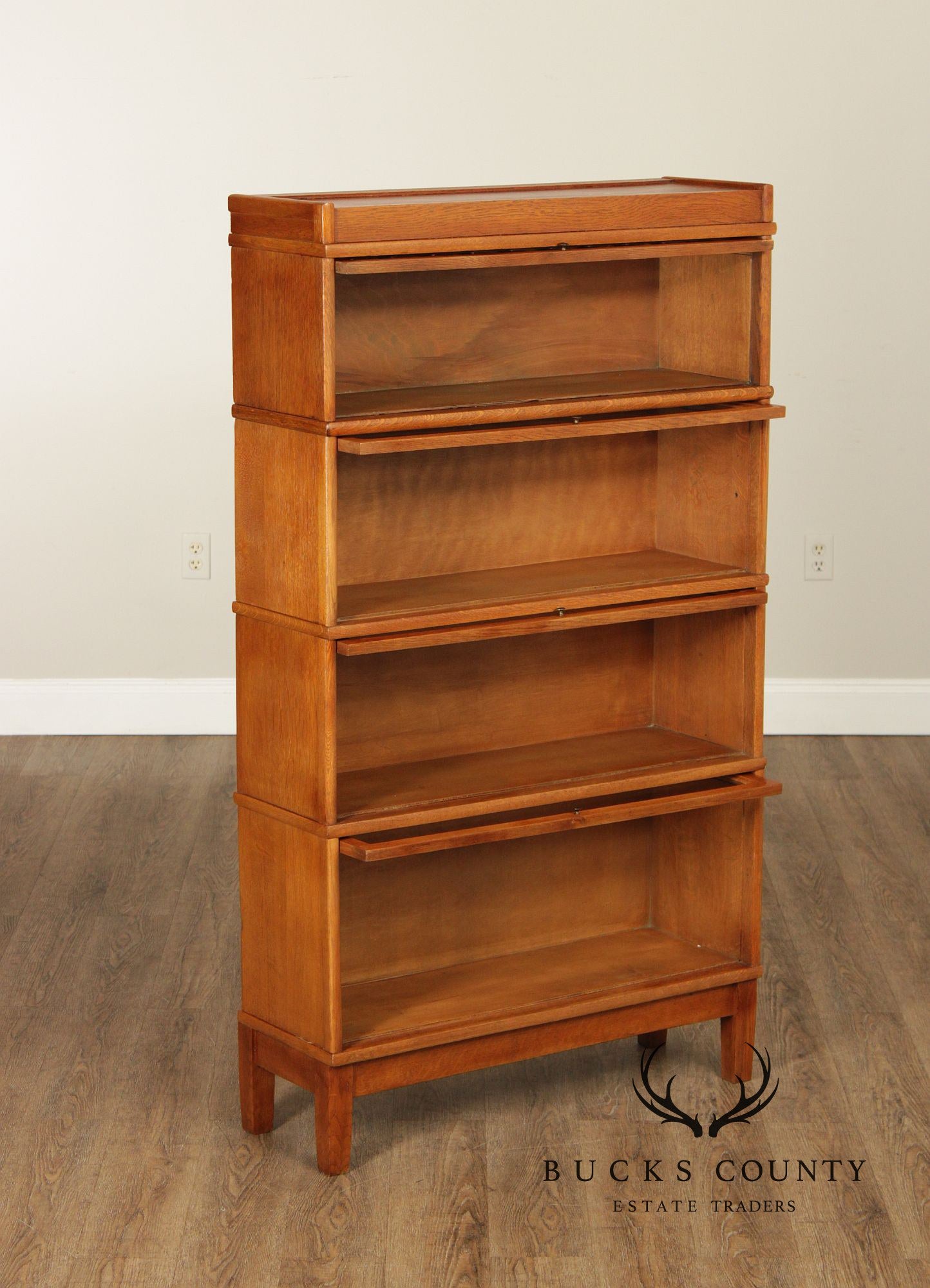 Antique Oak Four-Section Barrister Bookcase