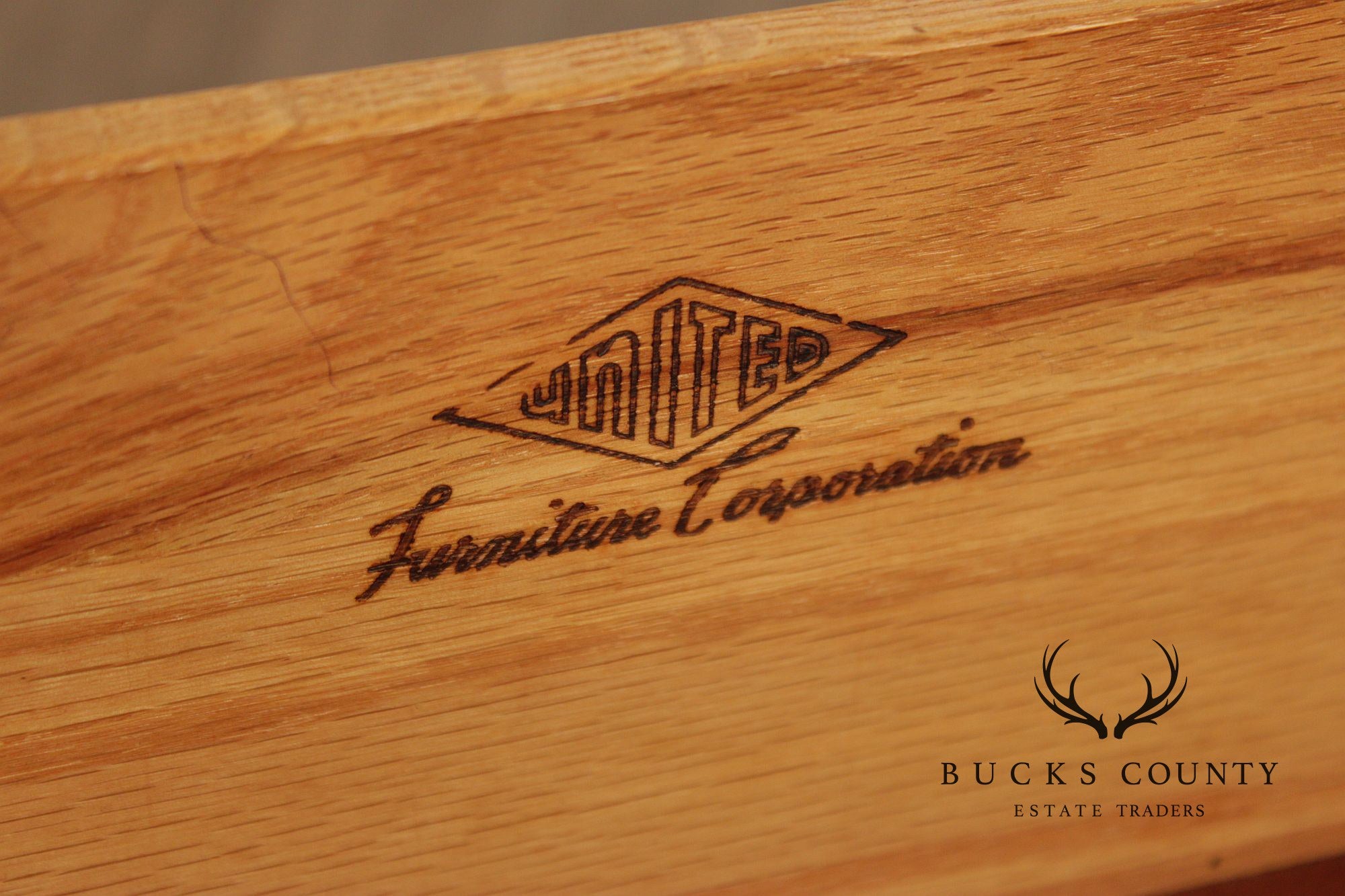 United Furniture Mid Century Modern Walnut & Burl Long Credenza Sideboard