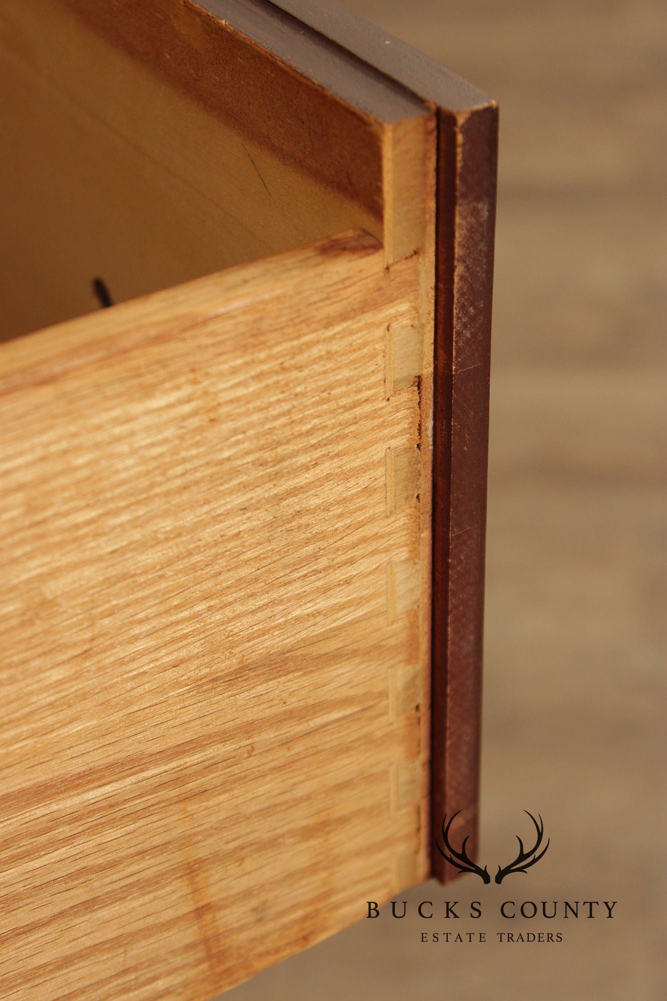 United Furniture Mid Century Modern Walnut & Burl Long Credenza Sideboard