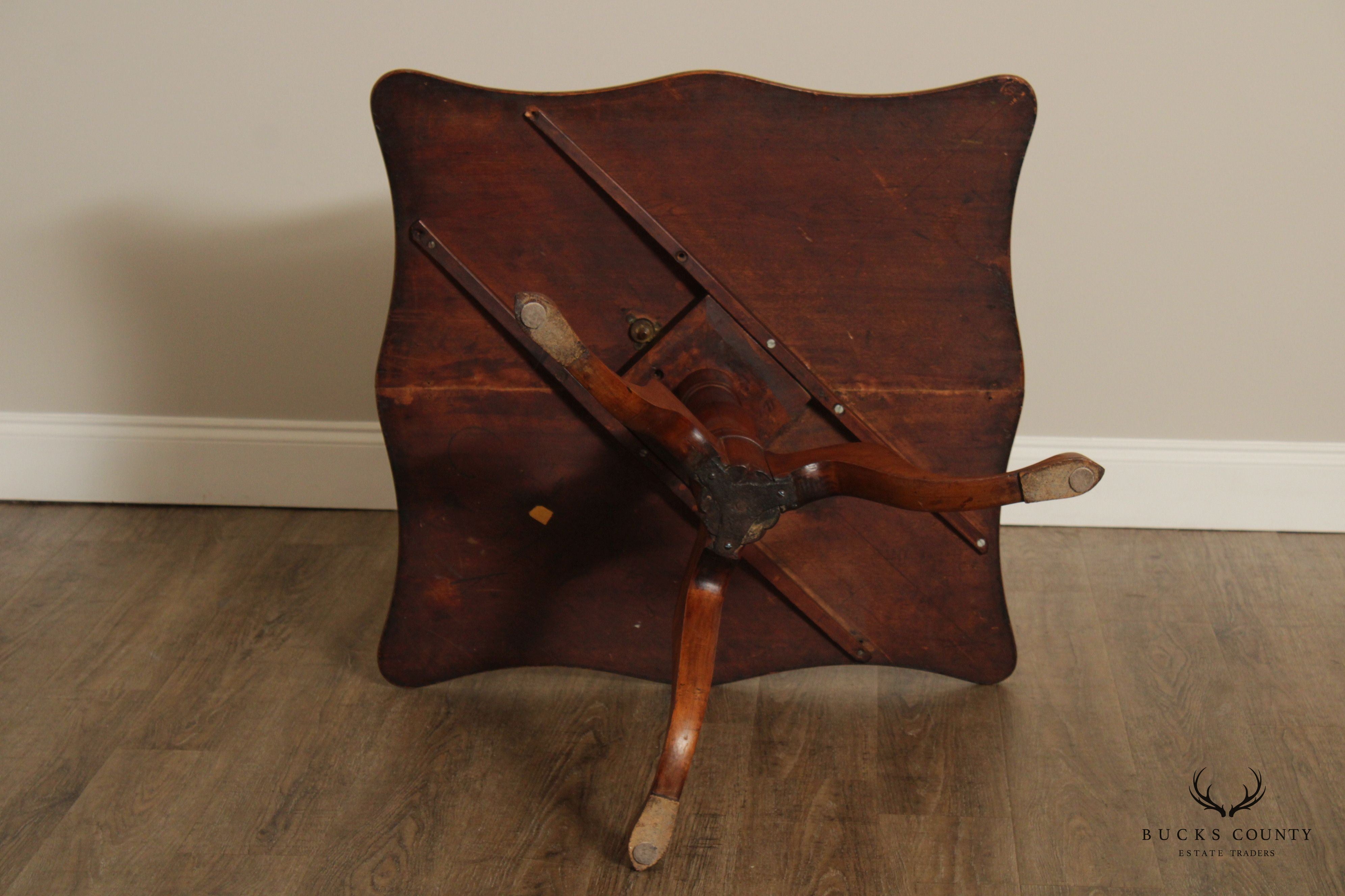 Antique Early American Cherry Tilt Top Tea Table