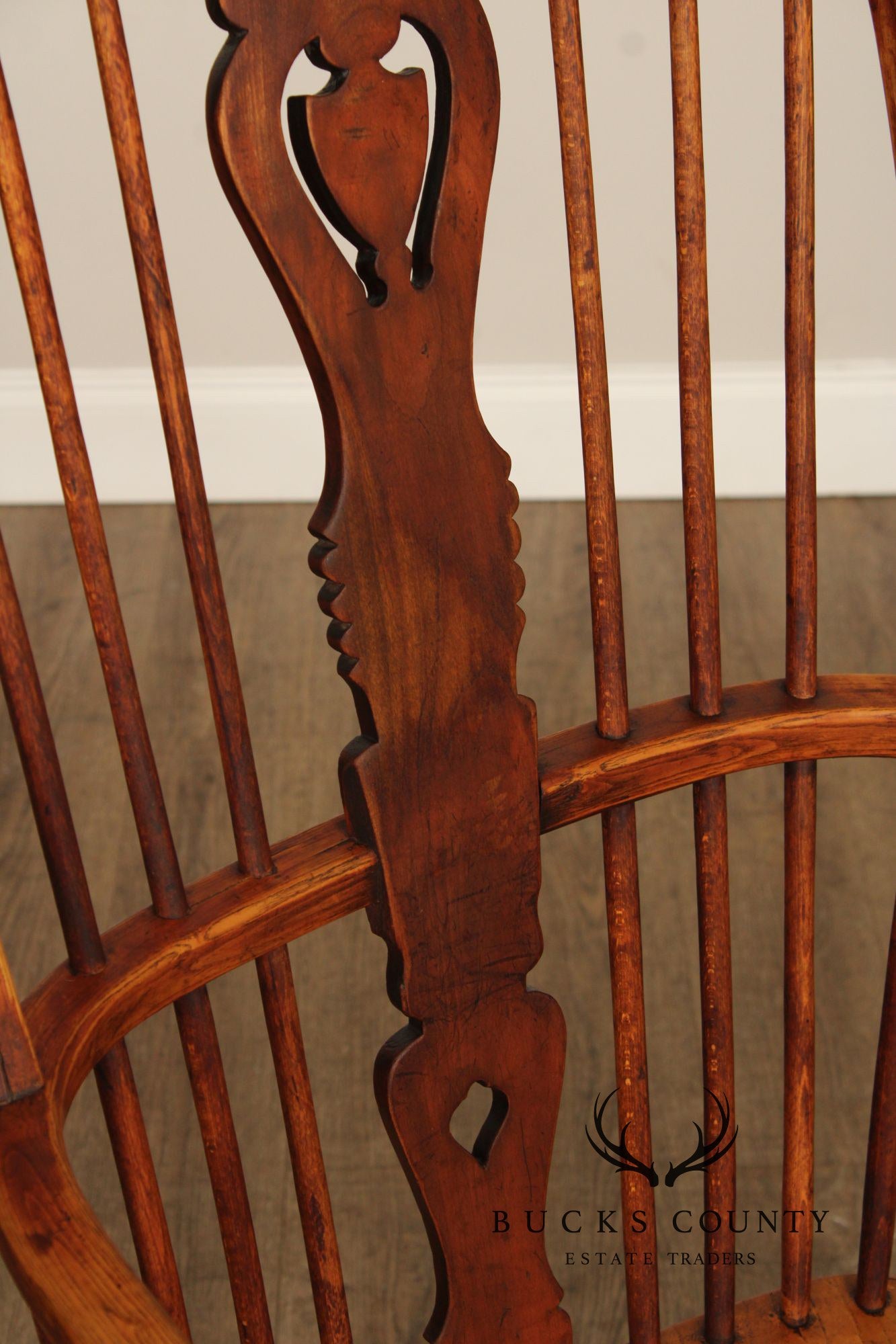 Antique Windsor Style High Back Armchair With Saddle Seat