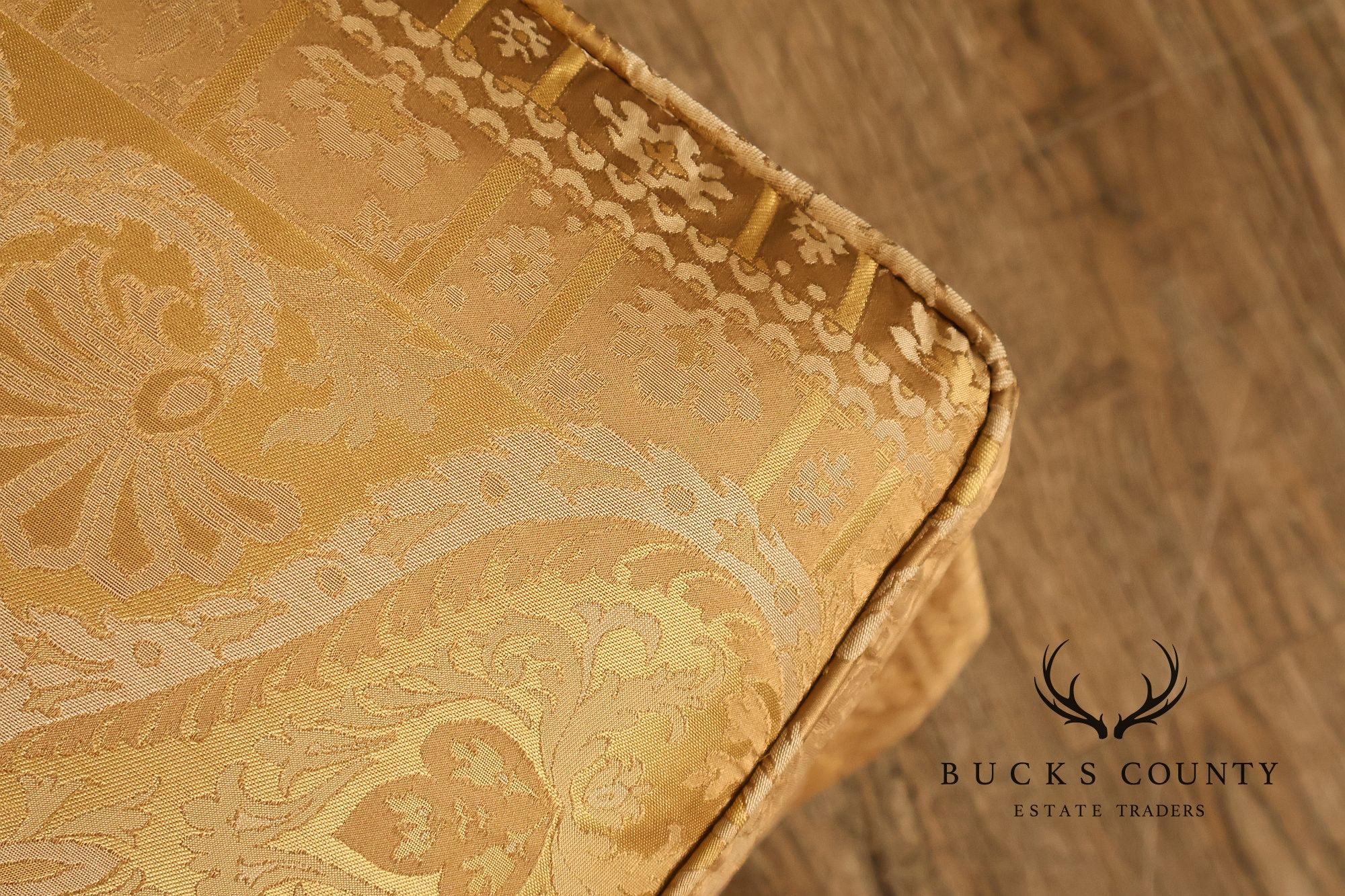 TRS Furniture Traditional Gold D amask Upholstered Lounge Chair And Ottoman