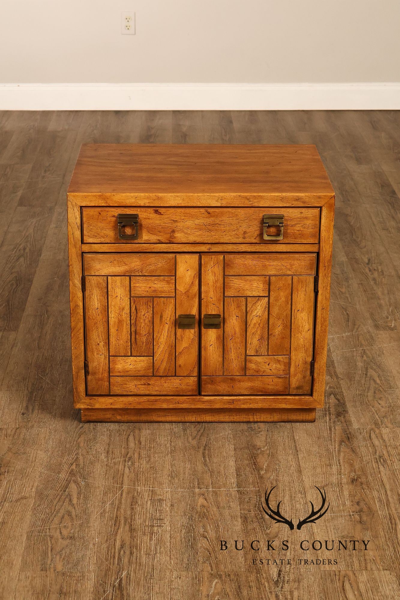 Drexel 'Woodbriar' Campaign Style Pair of Nightstands